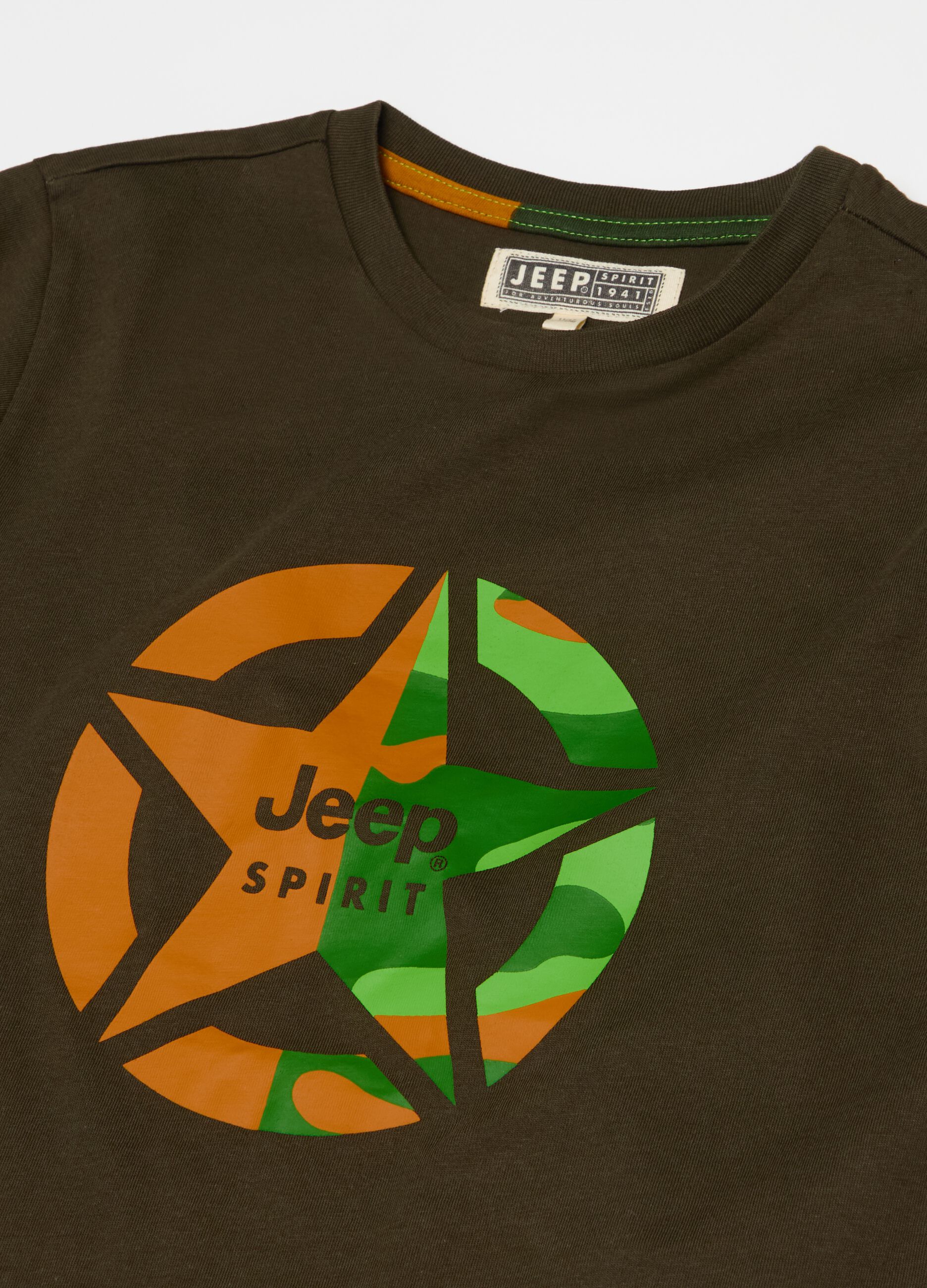 T-shirt con stampa logo bicolore