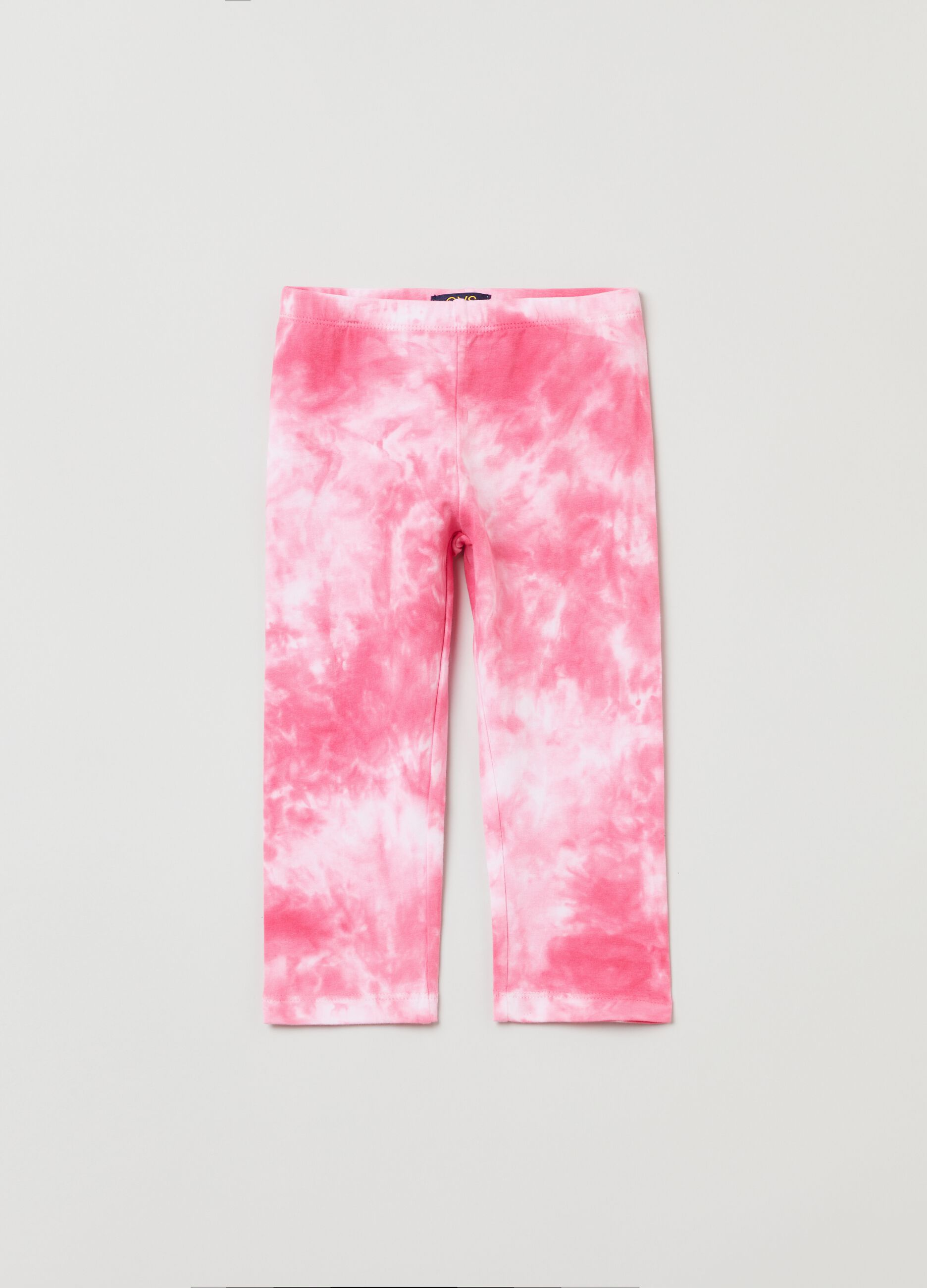 Leggings in stretch cotton with tie dye pattern