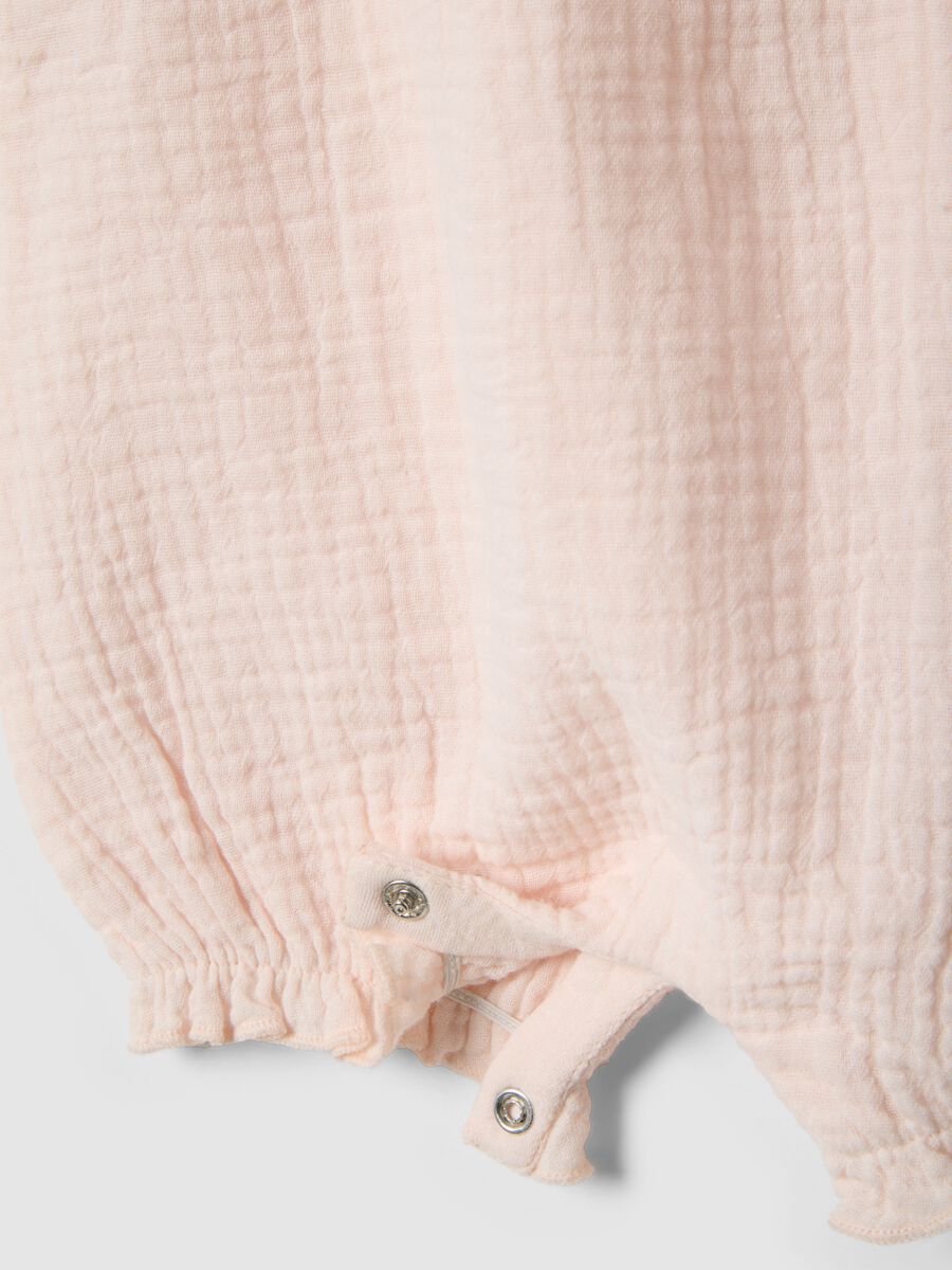 Pink pure cotton baby dungarees, relaxed fit with ruffles_3