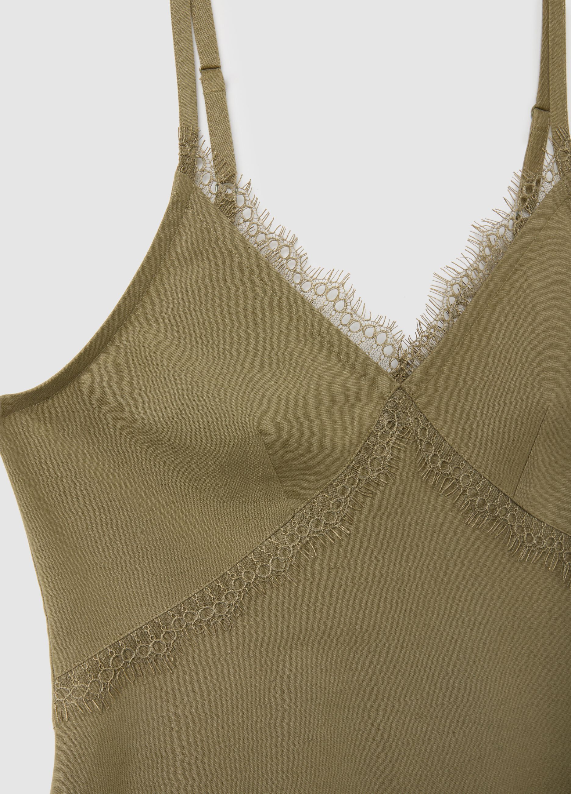 Abito midi da donna in cotone verde over