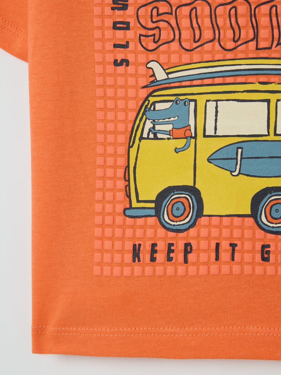 Orange cotton T-shirt with print_3