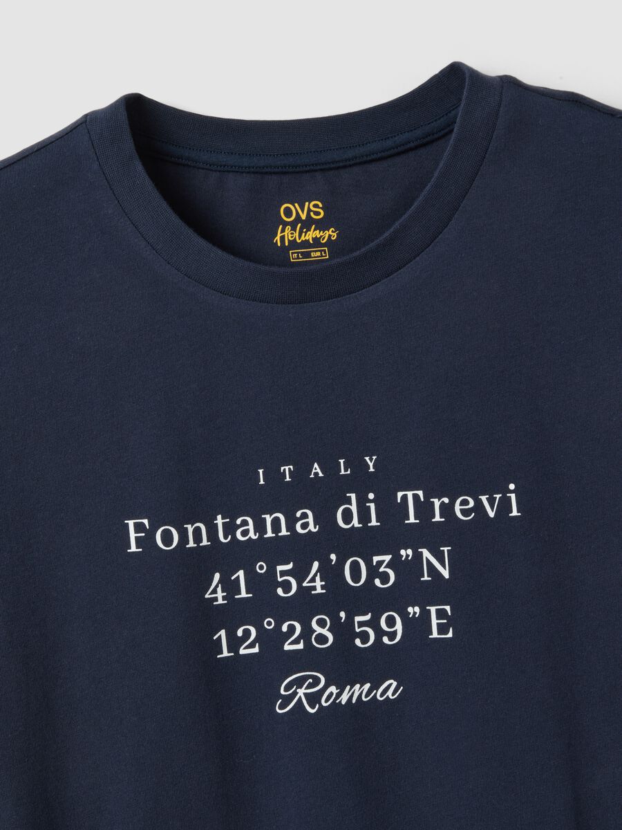 Blue pure cotton regular-fit T-shirt with front print_5