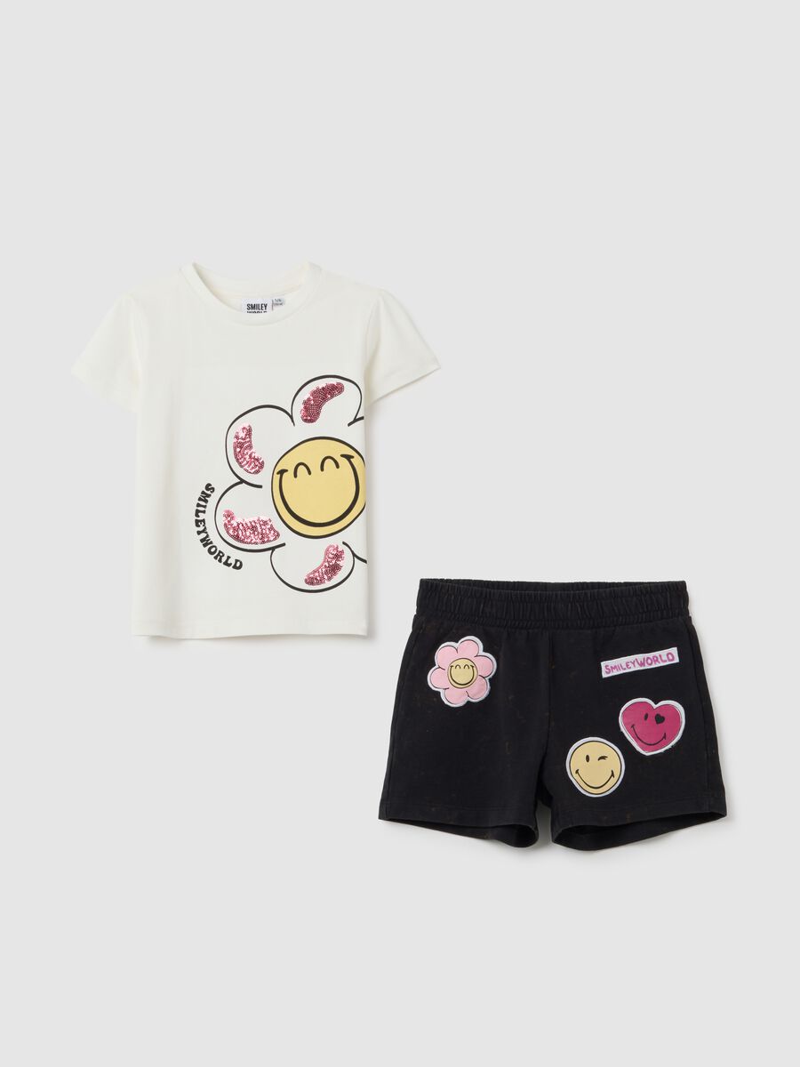Girls' pure white cotton regular fit t-shirt set_0