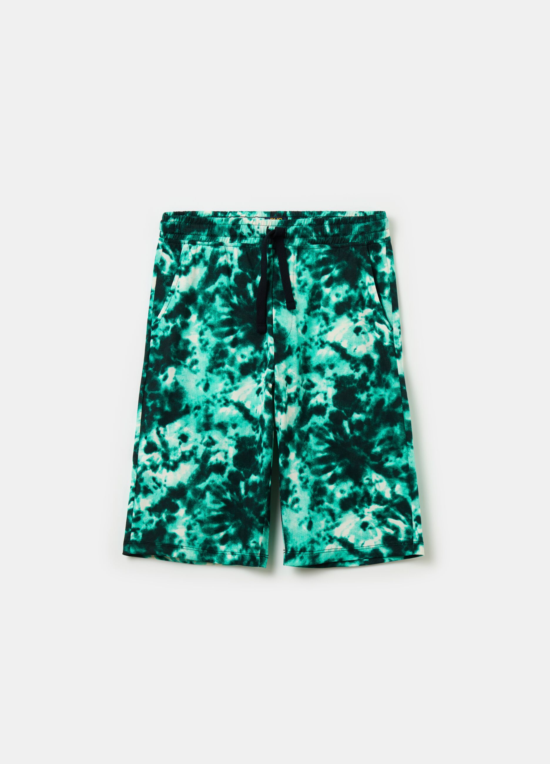 Bermuda joggers in tie-dye French terry