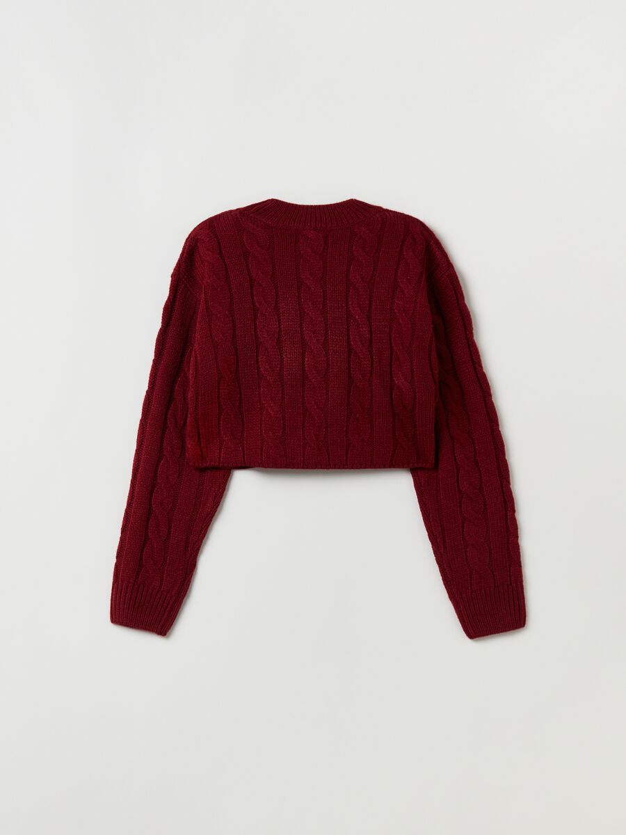 Pullover cropped con lavorazione a trecce_1