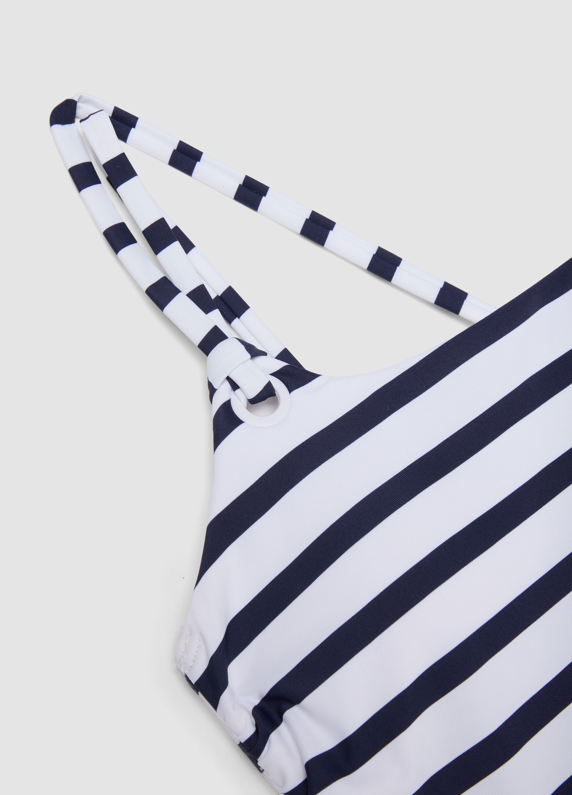 Blue striped stretch fabric swimsuit