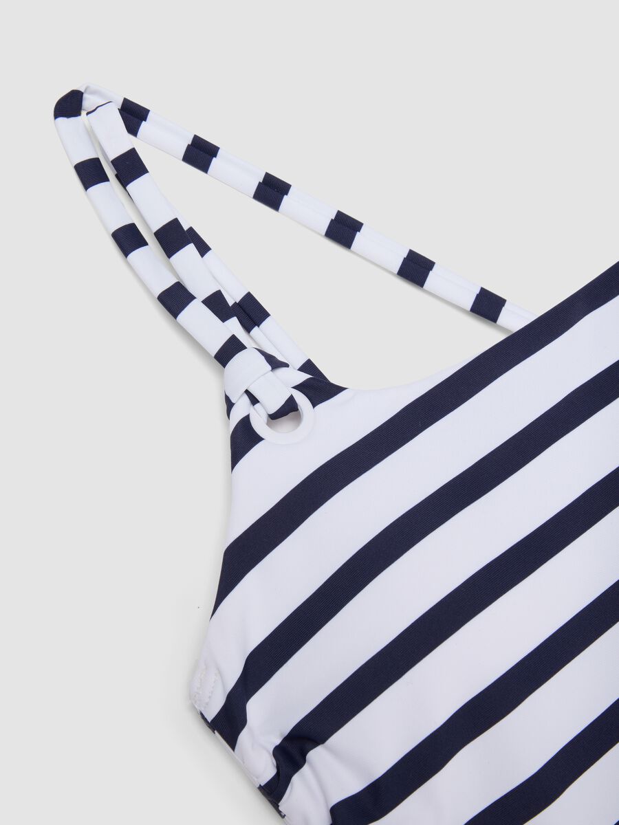 Blue striped stretch fabric swimsuit_1