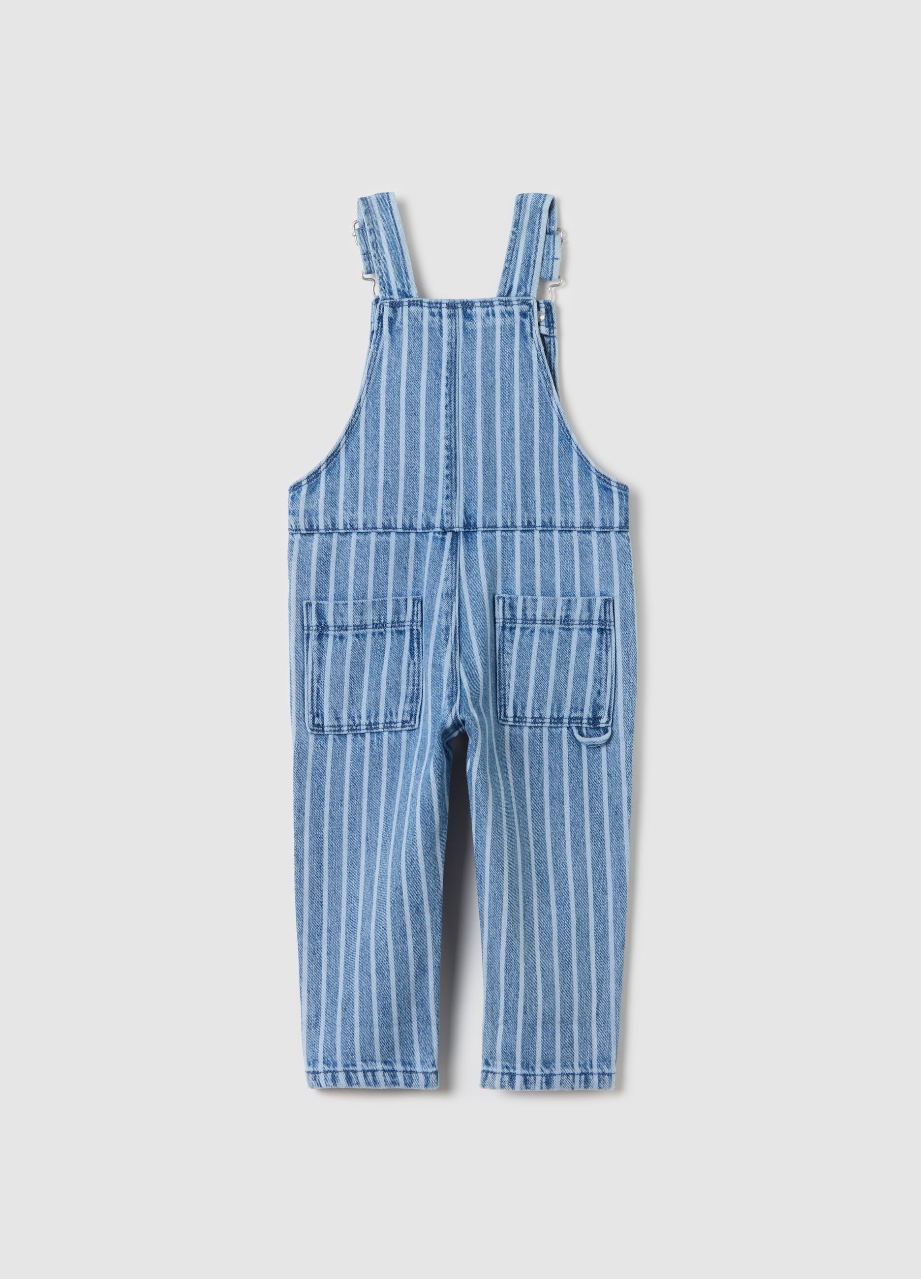 Denim dungarees with striped pattern