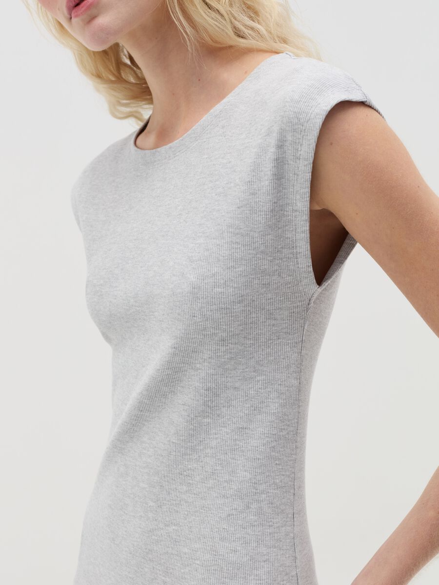 Essentials grey midi dress in stretch cotton_2