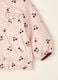Pink padded hooded jacket with cherry print_1