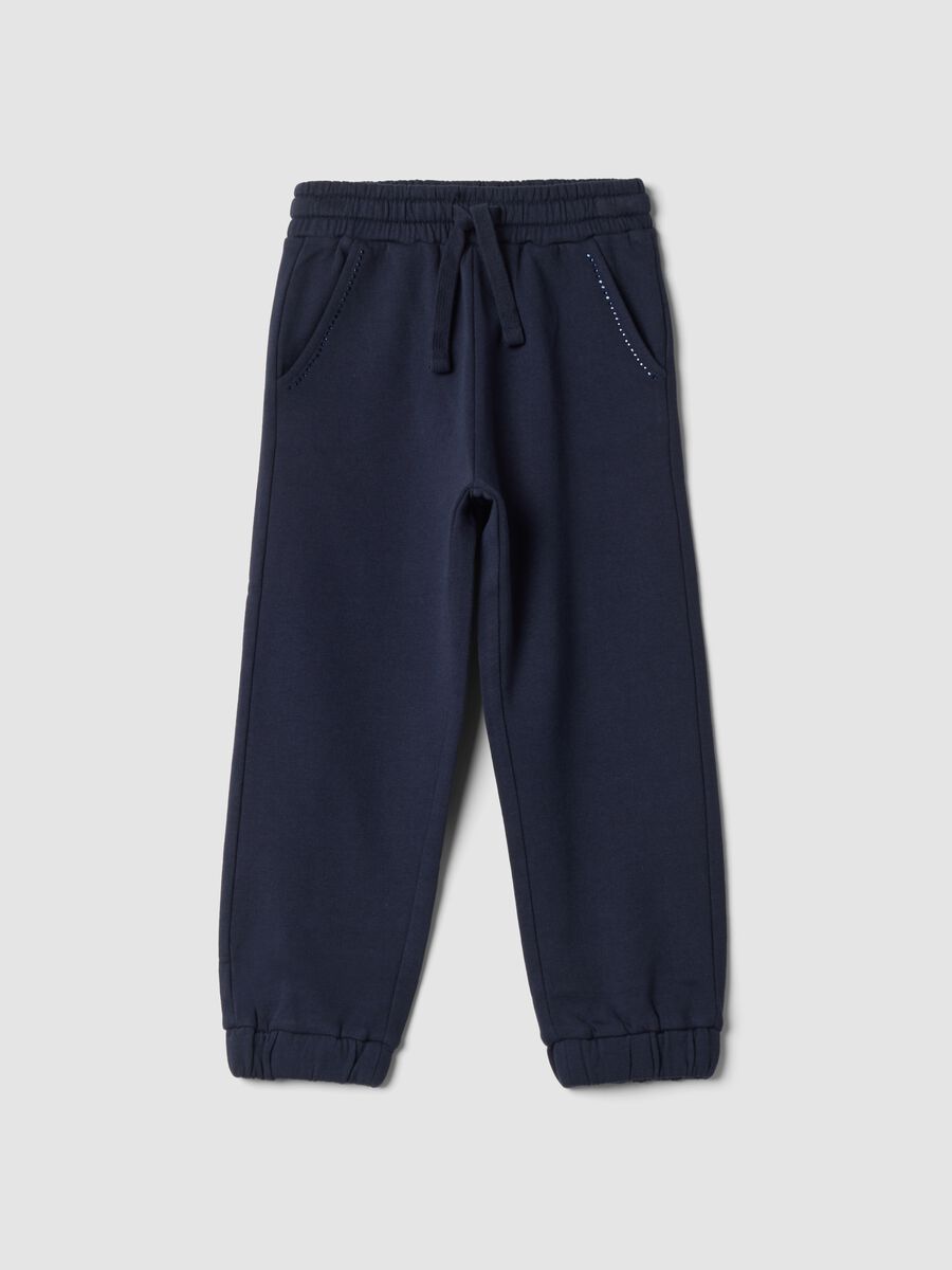 Pantaloni jogger blu in puro cotone_0