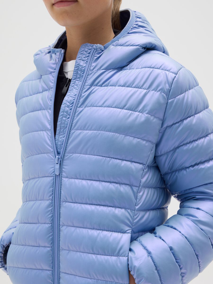 Girls' Blue Winter Jacket with Hood and Zip_3