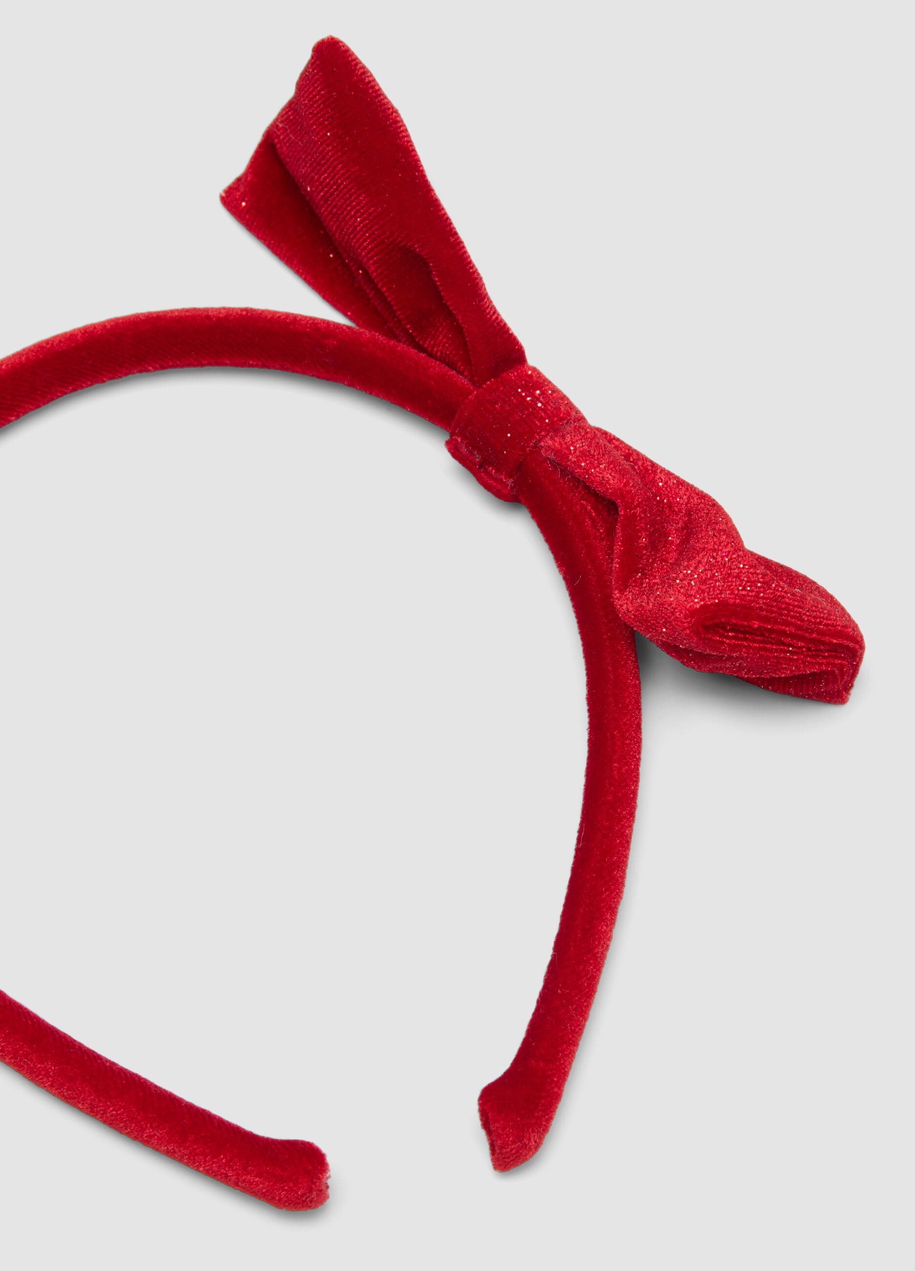 Cerchietto rosso glitter con fiocco