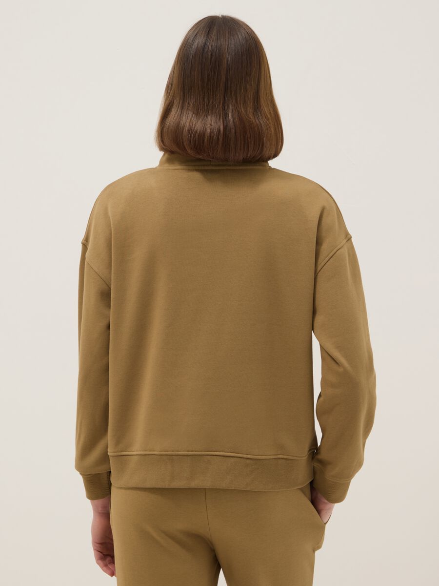 Brown cotton blend zip-up sweatshirt_2