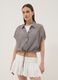 Camicia crop a quadretti multicolor in cotone elasticizzato_3