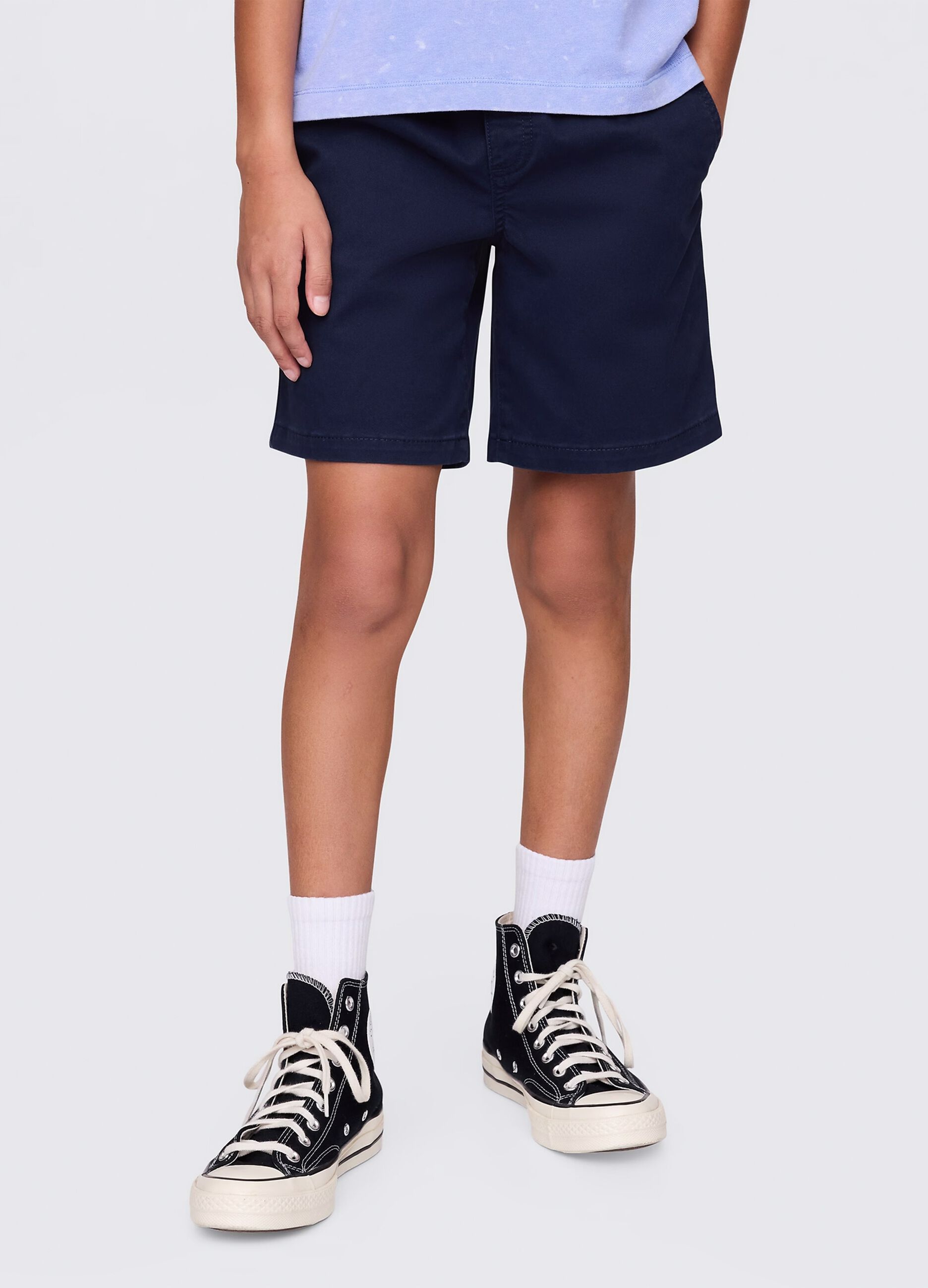 Shorts blu in cotone elasticizzato