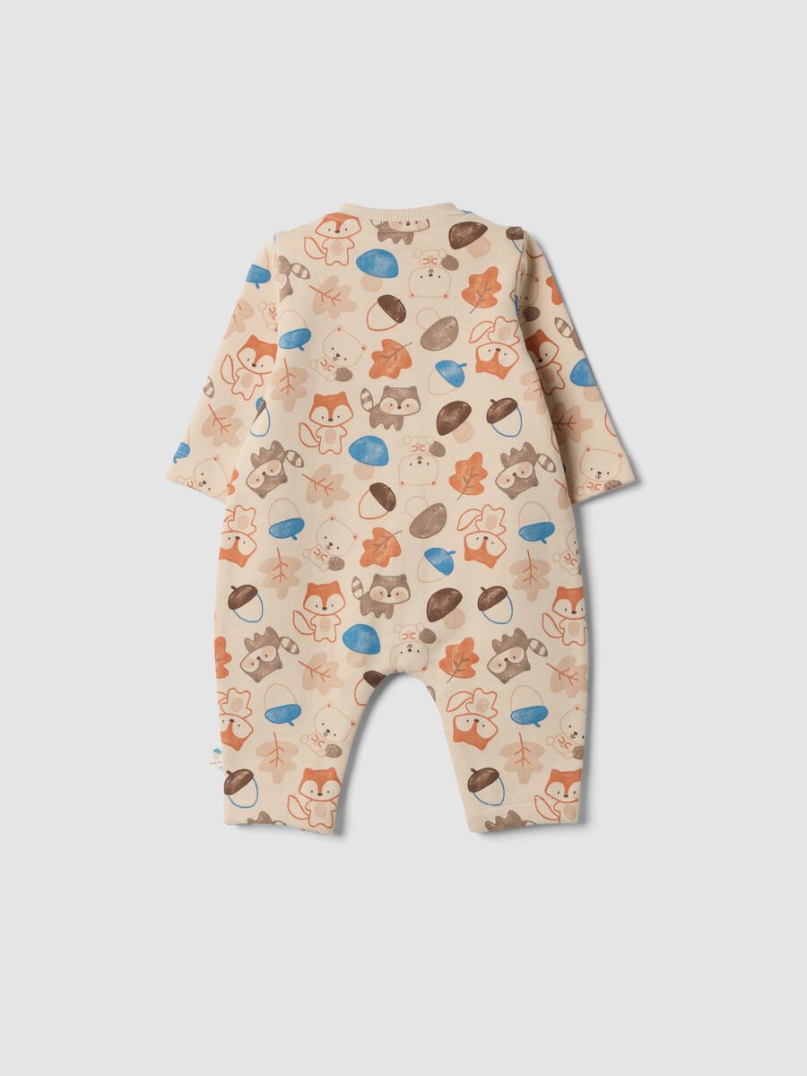 Tutina beige in puro cotone organico con stampa animali_1