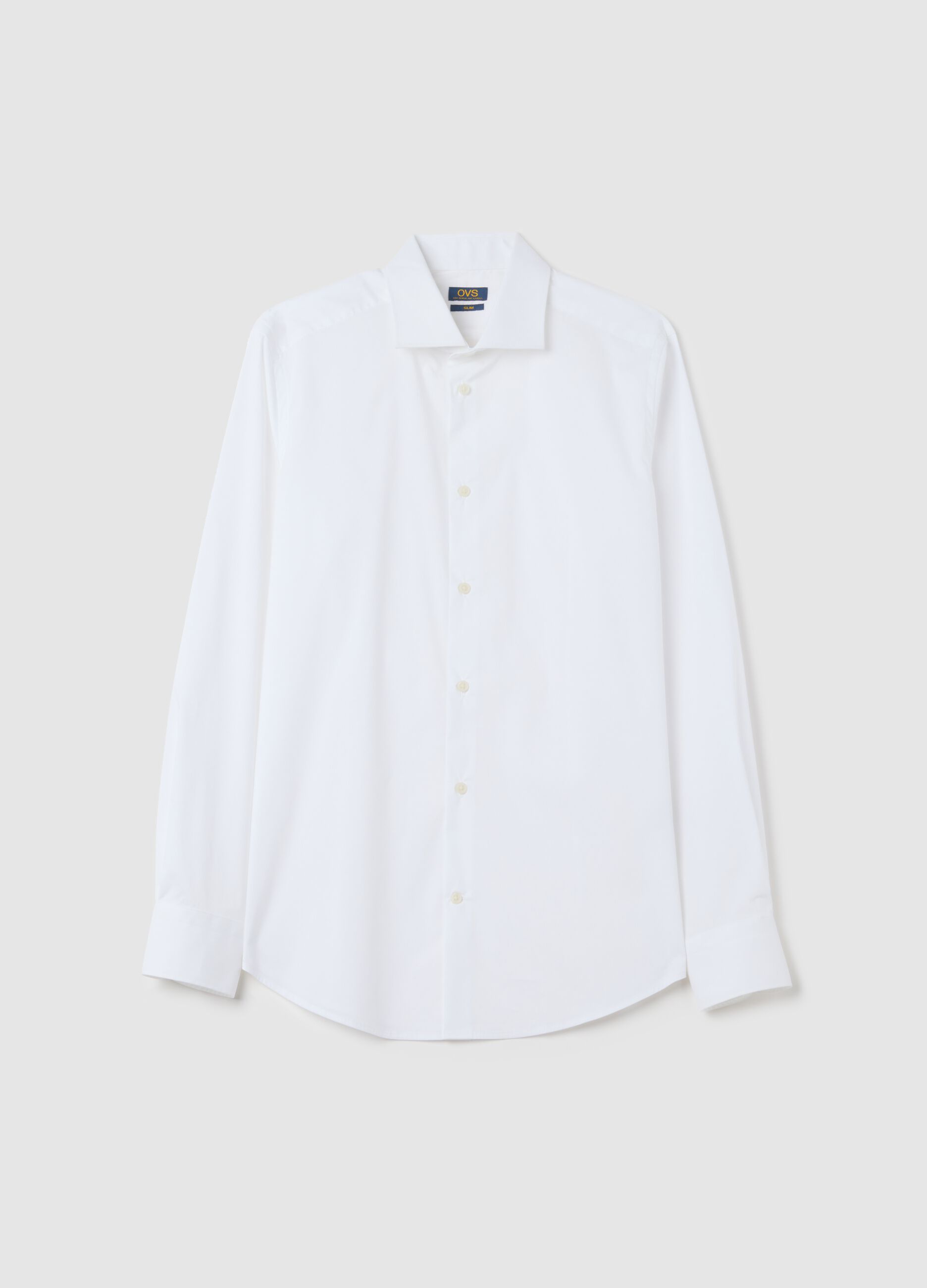 White slim fit cotton blend shirt