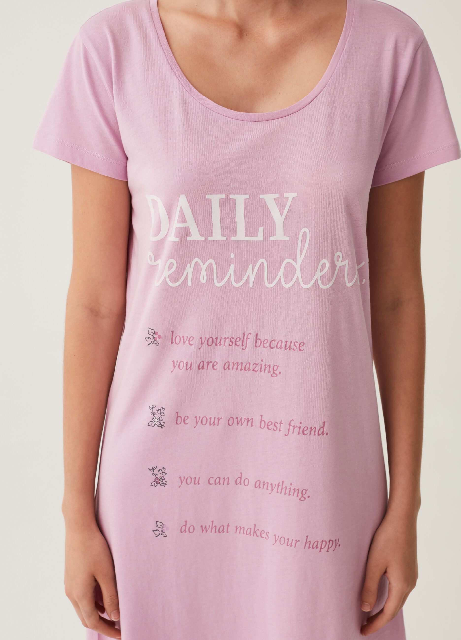 Camicia da notte corta con stampa lettering_3