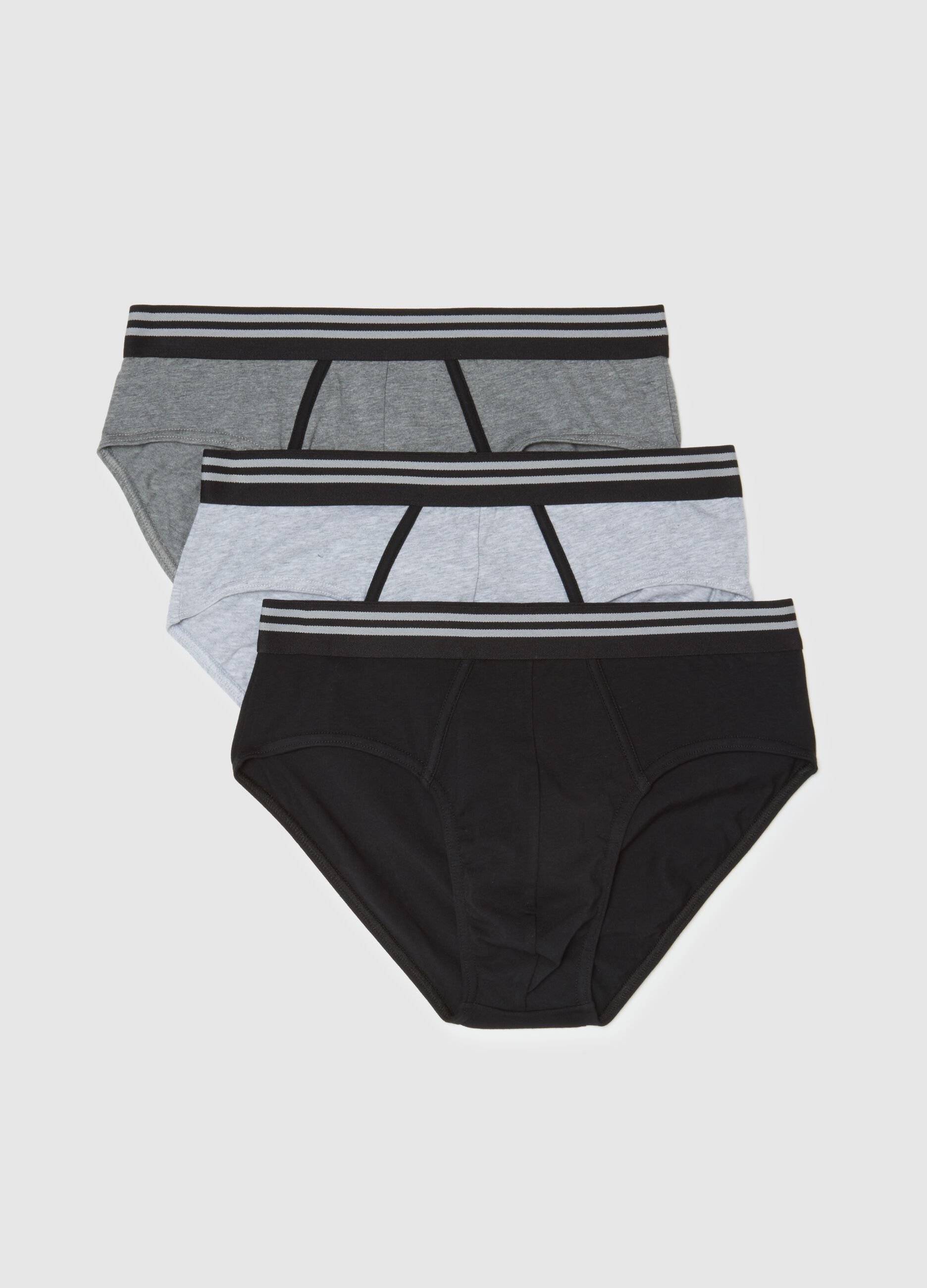 Set of multicolour regular fit cotton stretch brief tripack