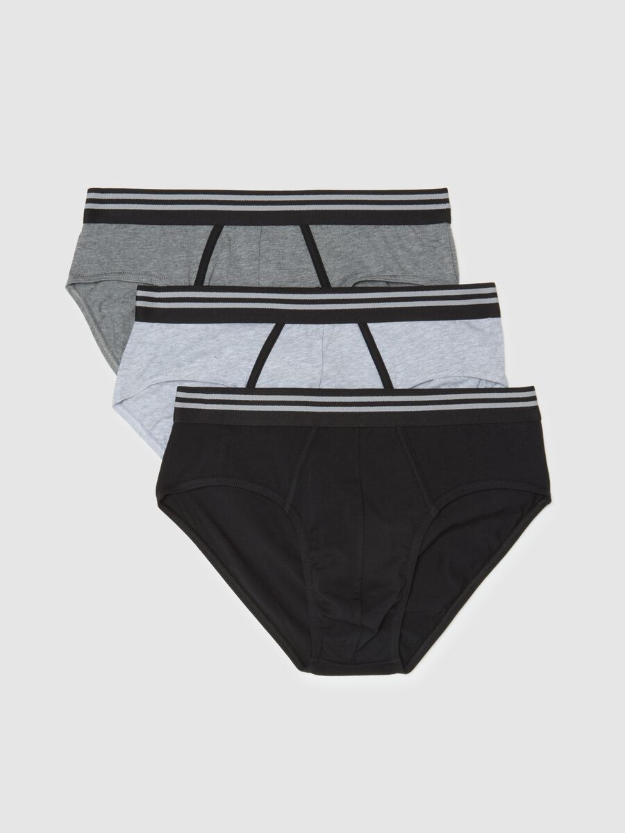 Set of multicolour regular fit cotton stretch brief tripack_0
