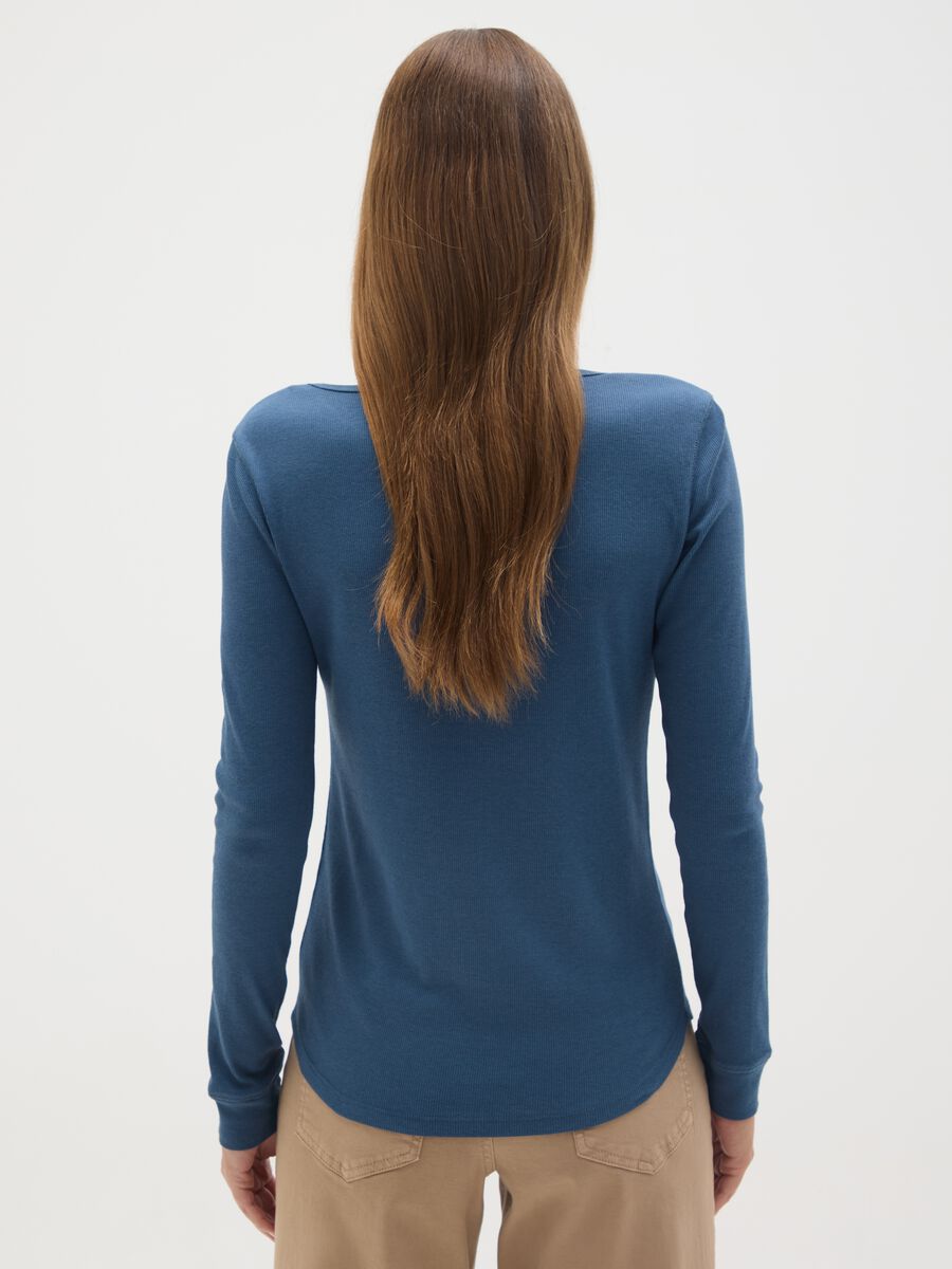T-Shirt premaman blu a maniche lunghe elasticizzata_3