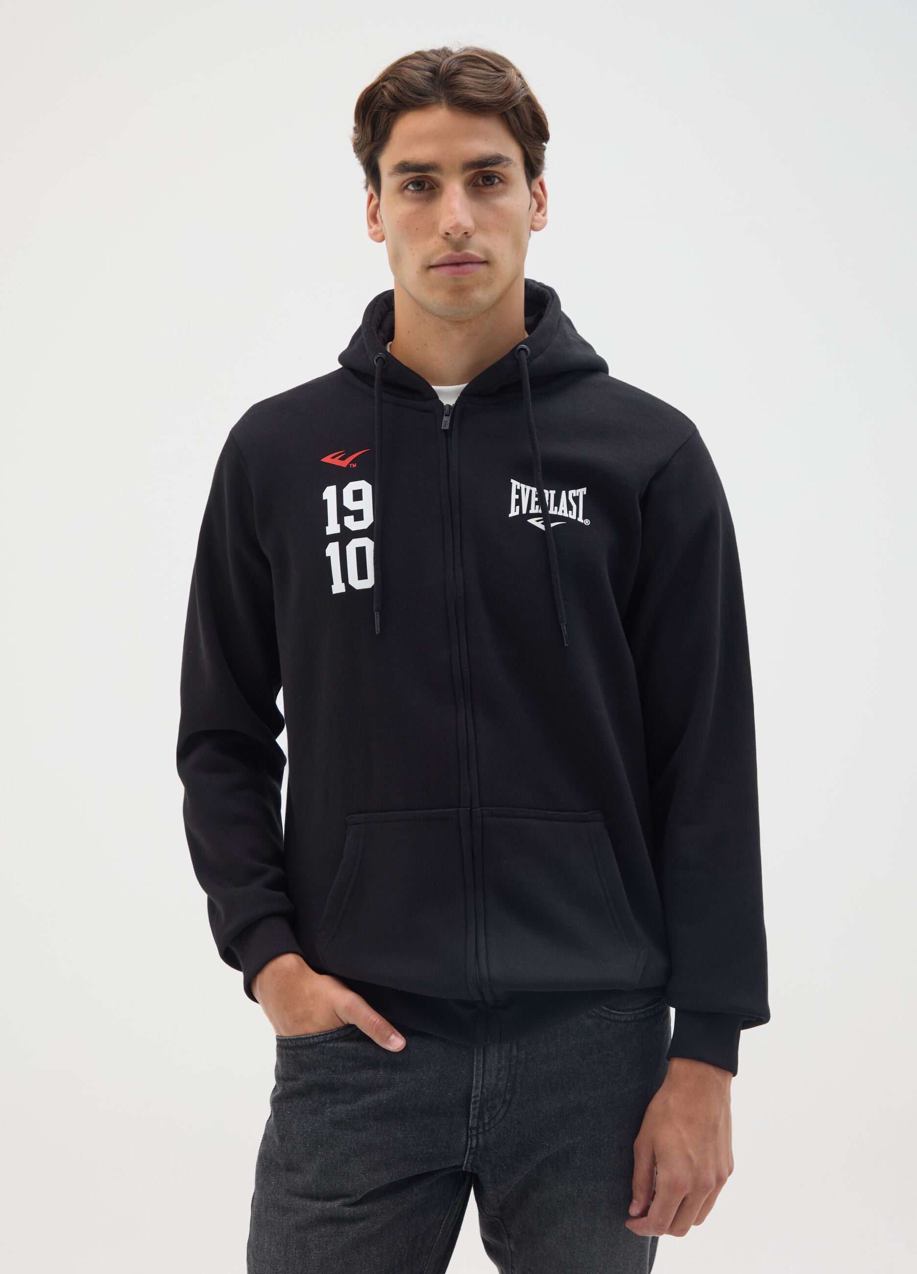 Felpa in misto cotone nera con cappuccio Everlast