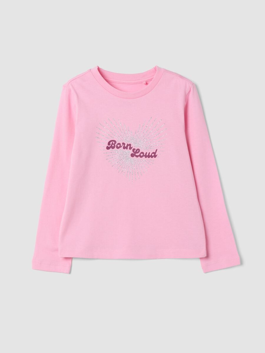 T-shirt rosa in puro cotone organico con girocollo_0