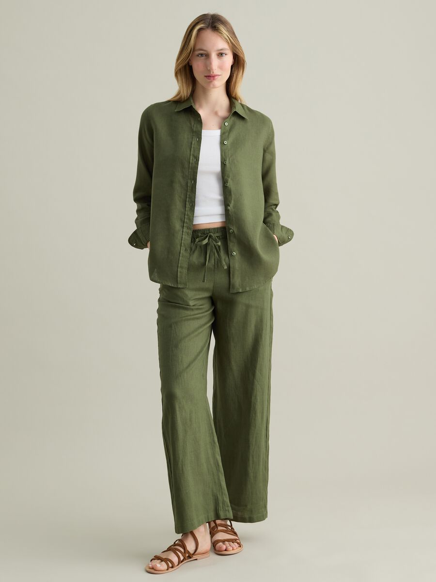 Green regular-fit shirt in linen_2