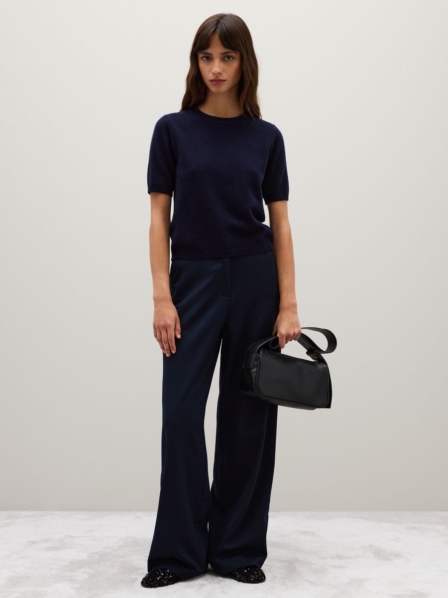 Stretch Blue Flare Trousers_0