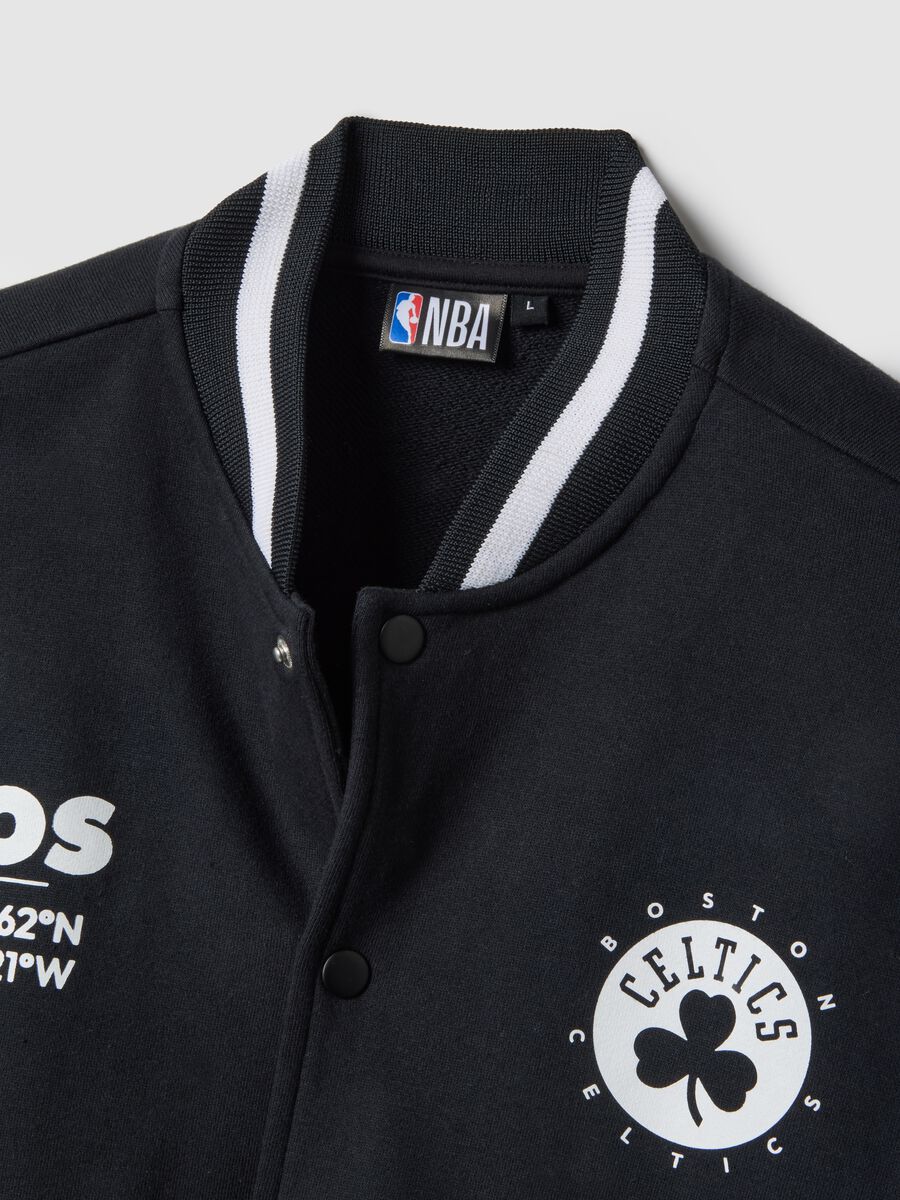 Black cotton blend jacket regular fit with Boston Celtics logo_5