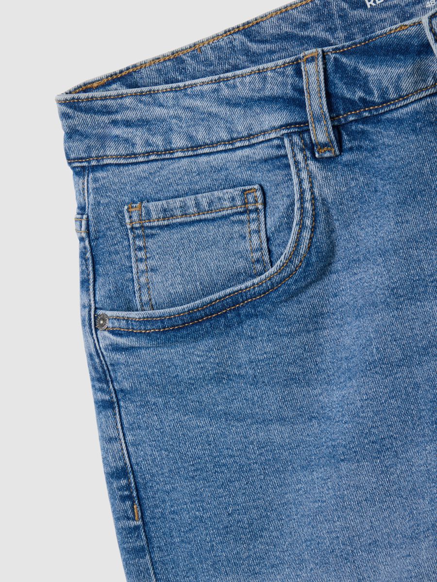 Bermuda da uomo in denim blu slim fit_1