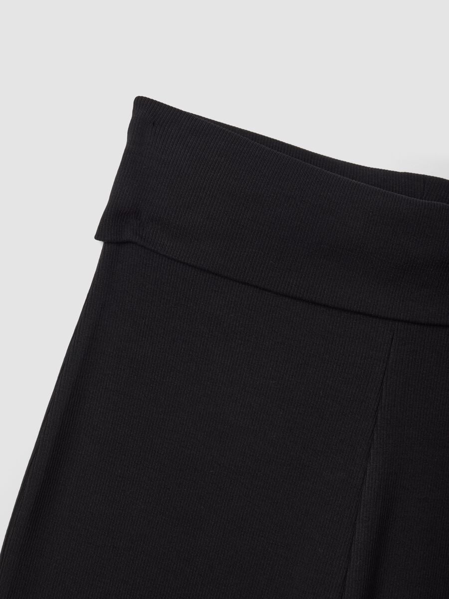 Leggings neri flare fit in puro cotone a costine_1