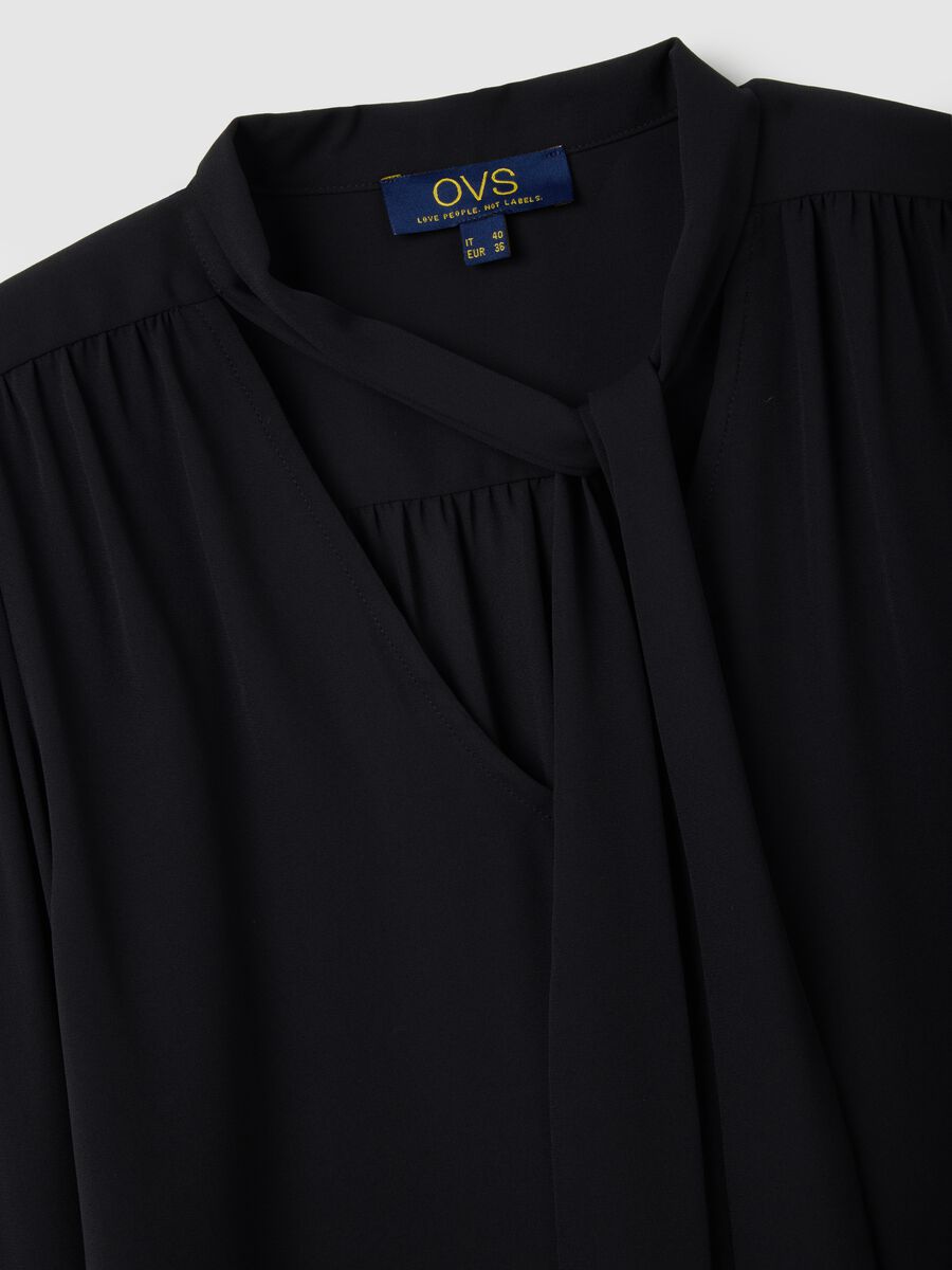 Black Long Sleeve Crepe Shirt_1