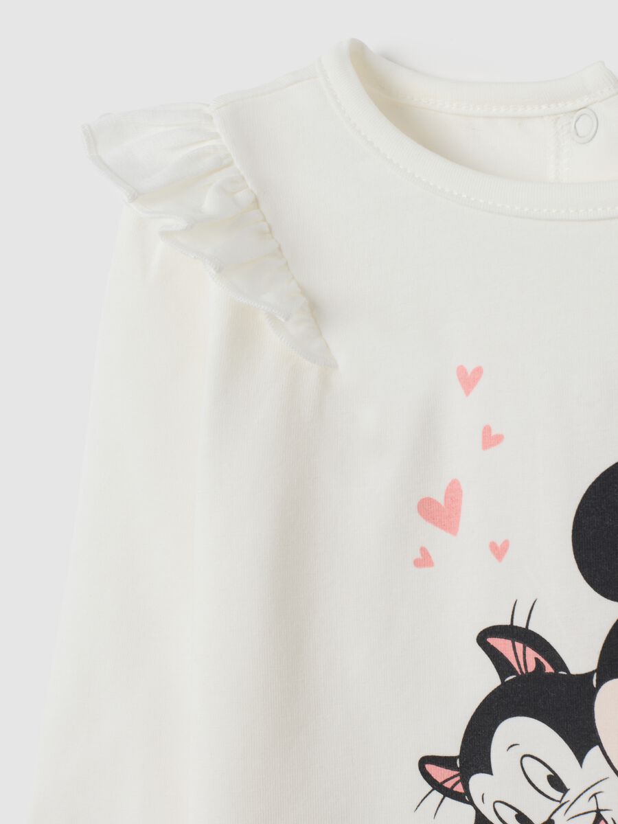 Maglietta da bambina in cotone bianca regular fit con volant_2