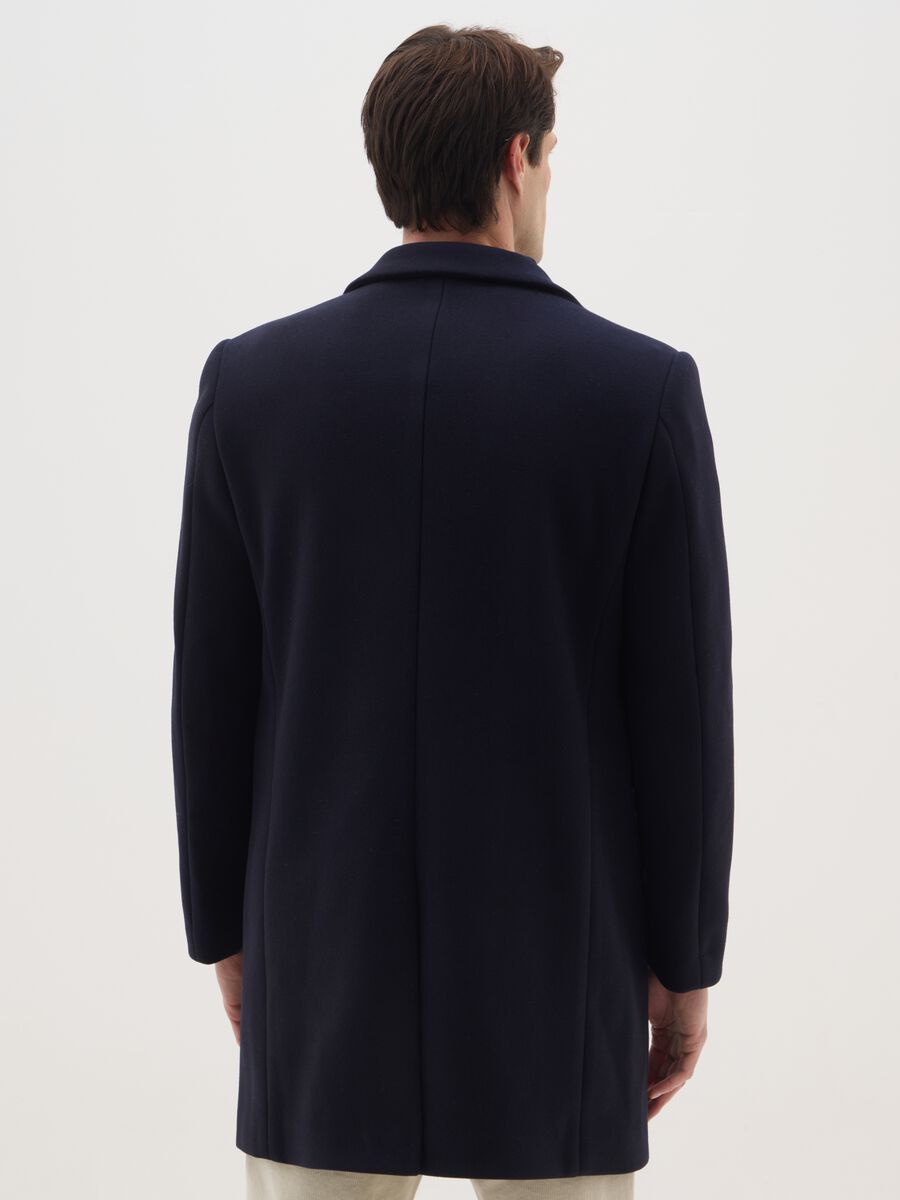 Blue Regular Fit Coat with Buttons_3