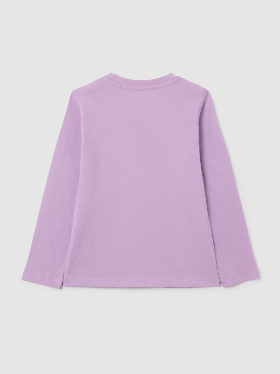 Regular fit pure cotton purple girl's top with print_1