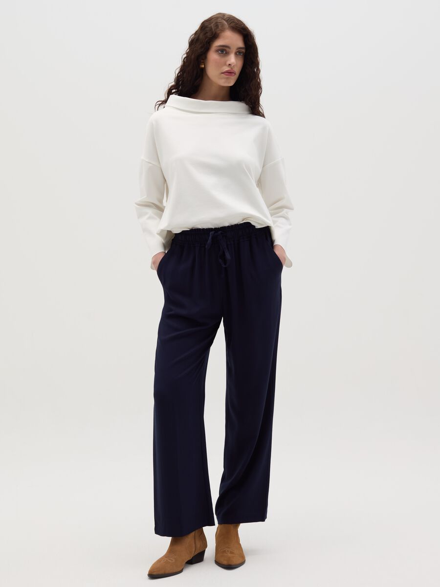 Jogger trousers in viscose with drawstring_0