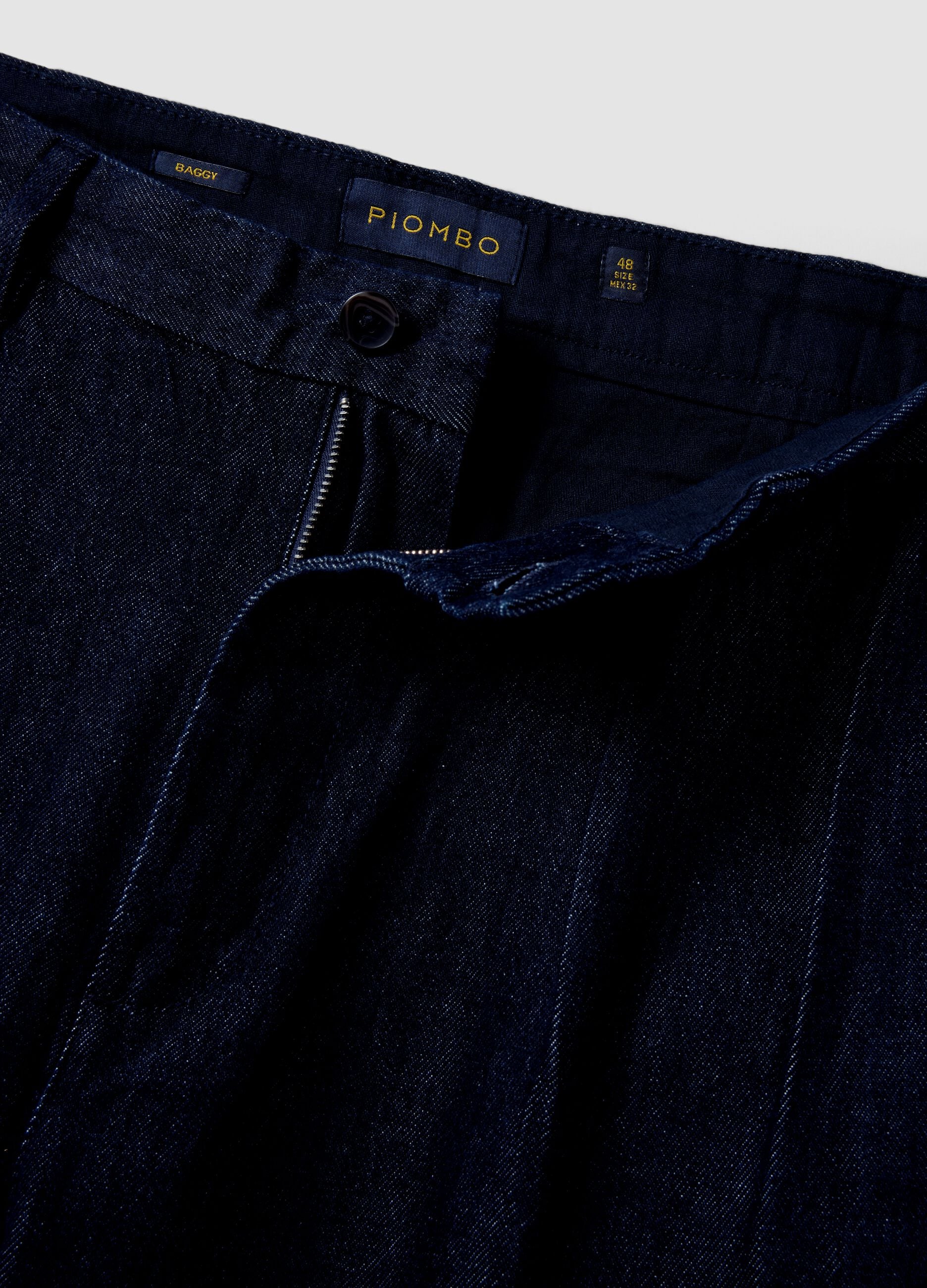 Jeans chino blu in puro cotone baggy fit