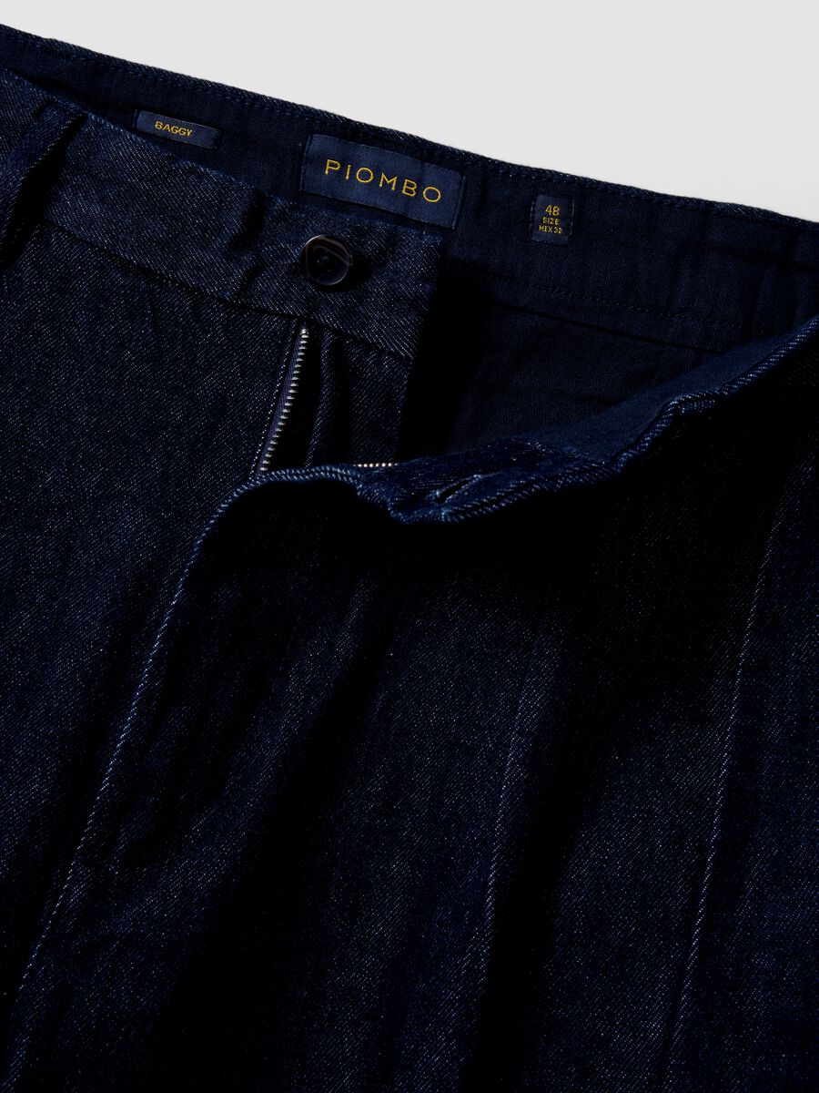 Jeans chino blu in puro cotone baggy fit_5