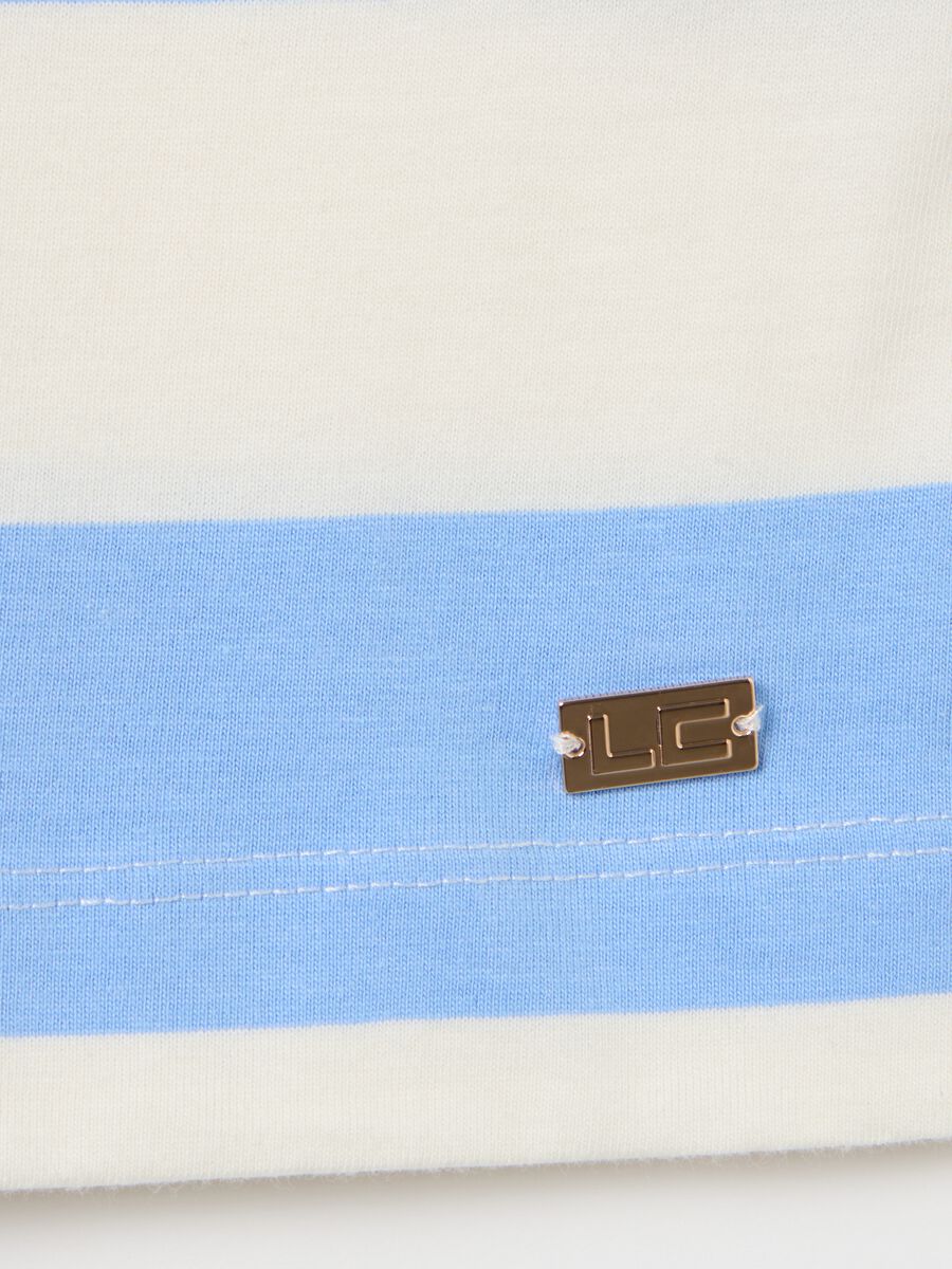 Blue and white striped T-shirt in organic cotton_1