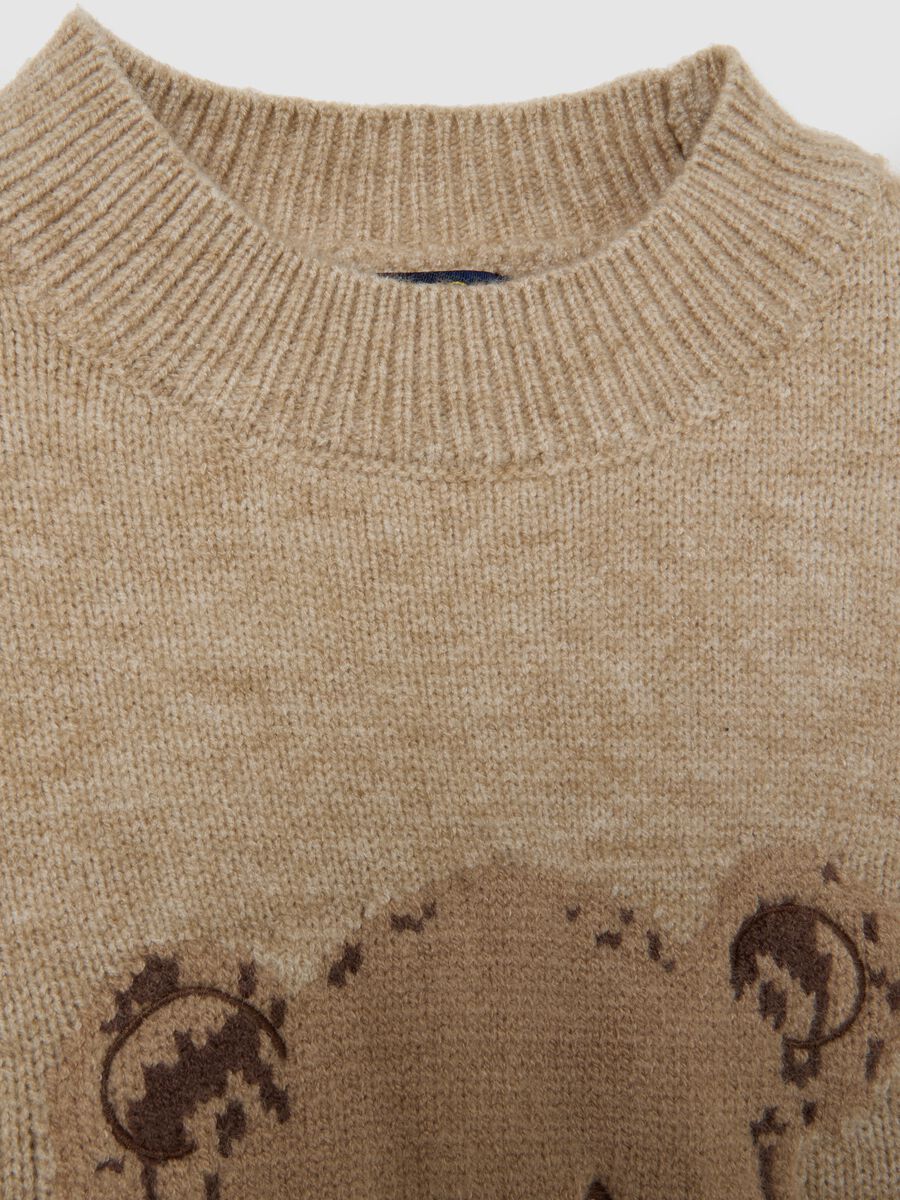 Pullover beige da bambino con orsetto regular fit_2