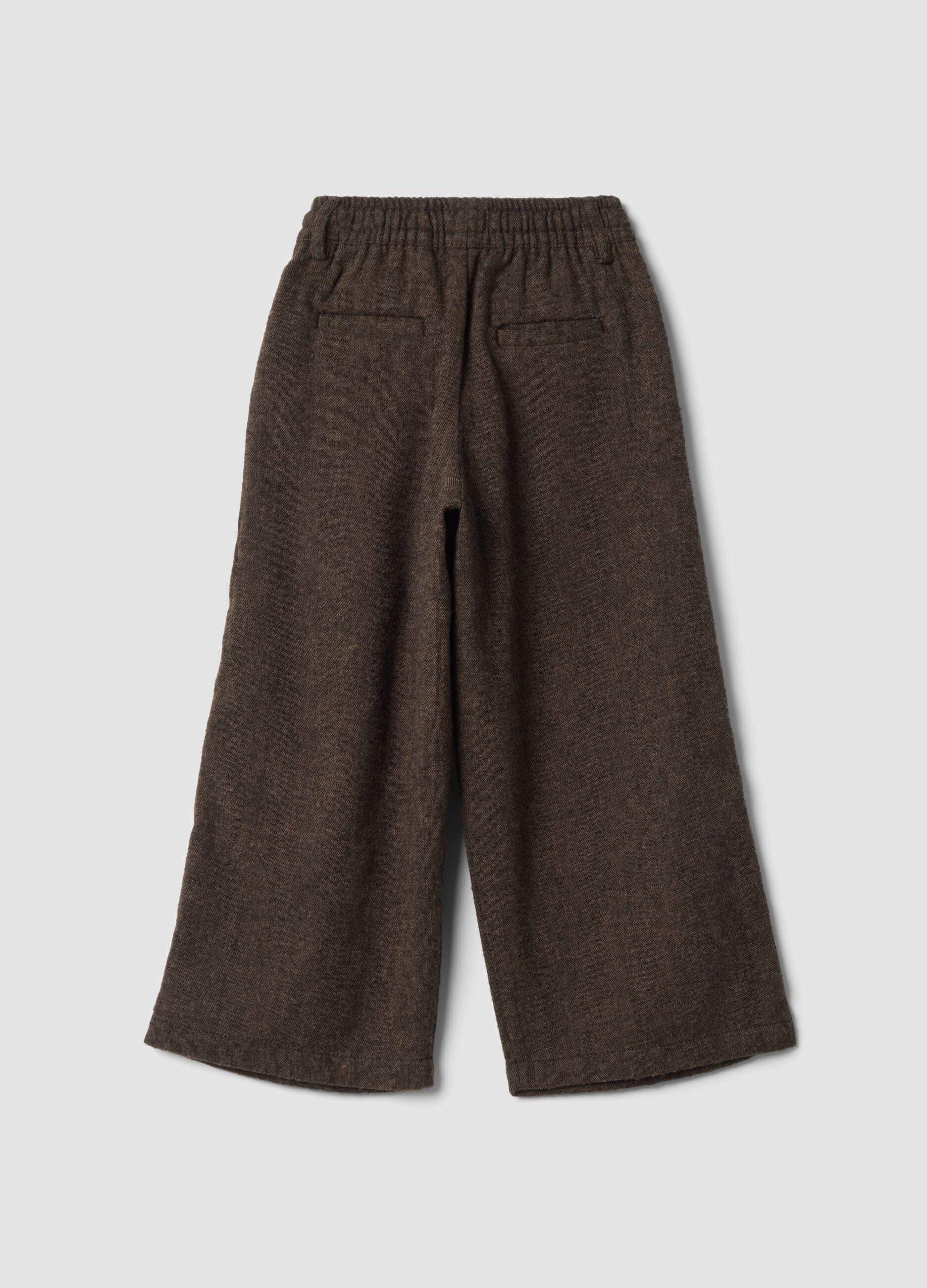 Brown wide-leg trousers with elasticated waist