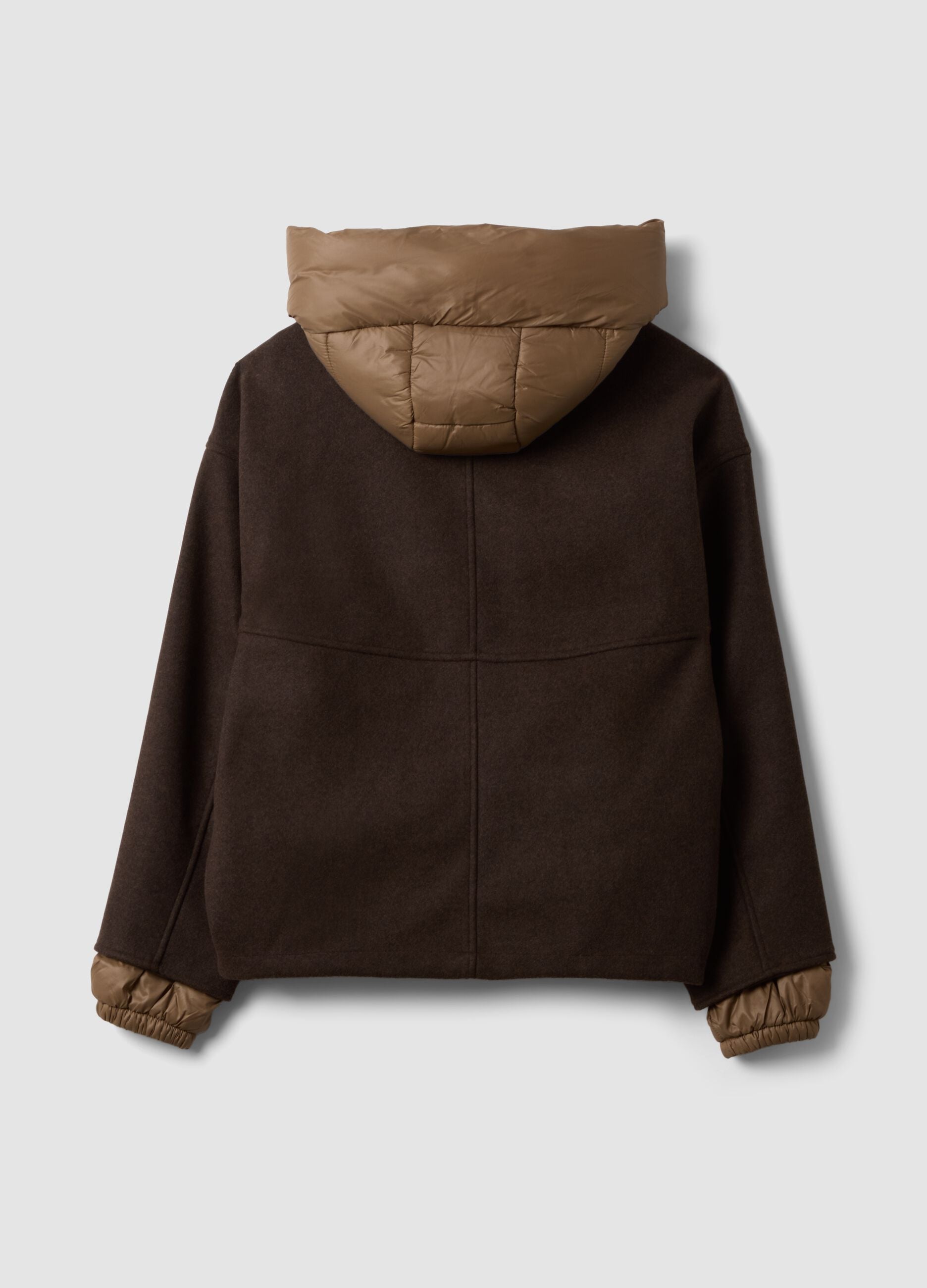 Chocolate brown hooded jacket, regular fit