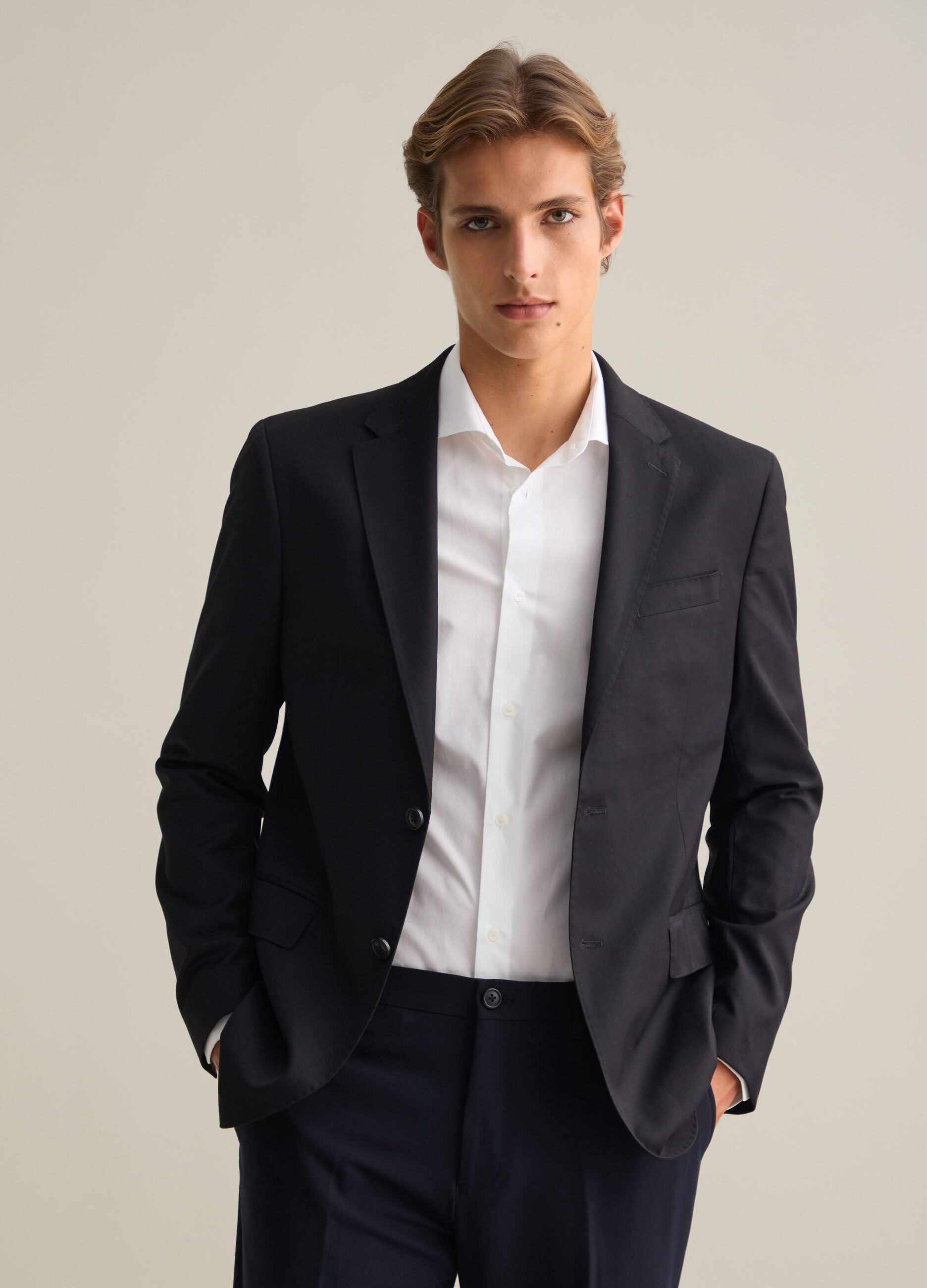 Men's Black Mixed Regular Fit Blazer
