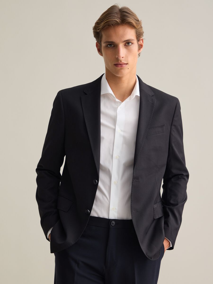 Men's Black Mixed Regular Fit Blazer_0