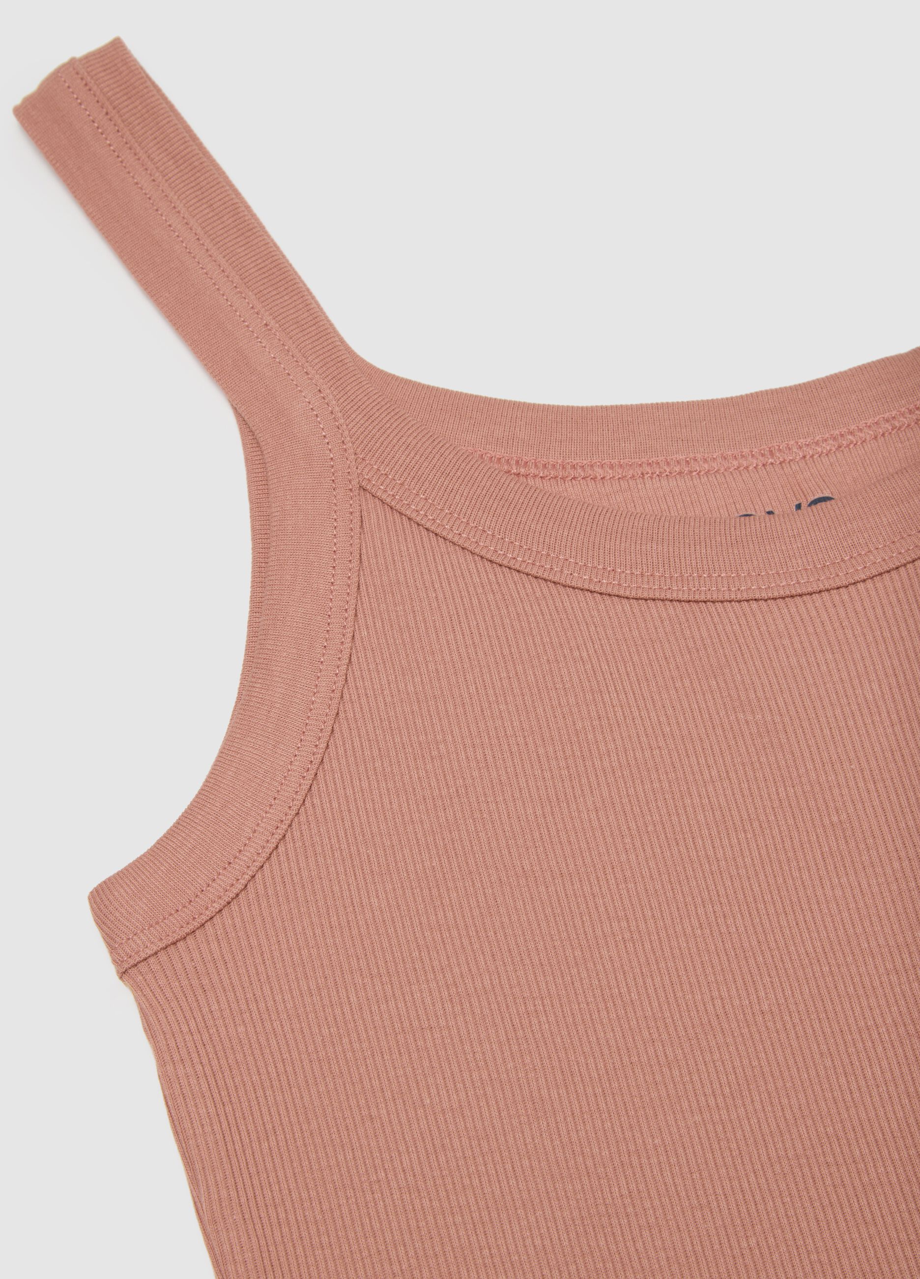 Pink pure cotton tank top regular fit