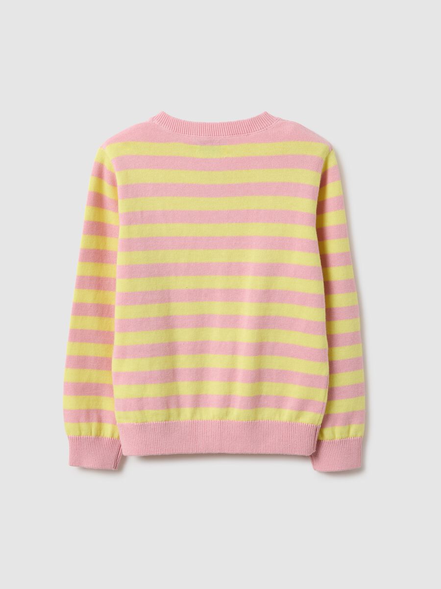 Girls' regular fit multicolour striped pure cotton cardigan_1
