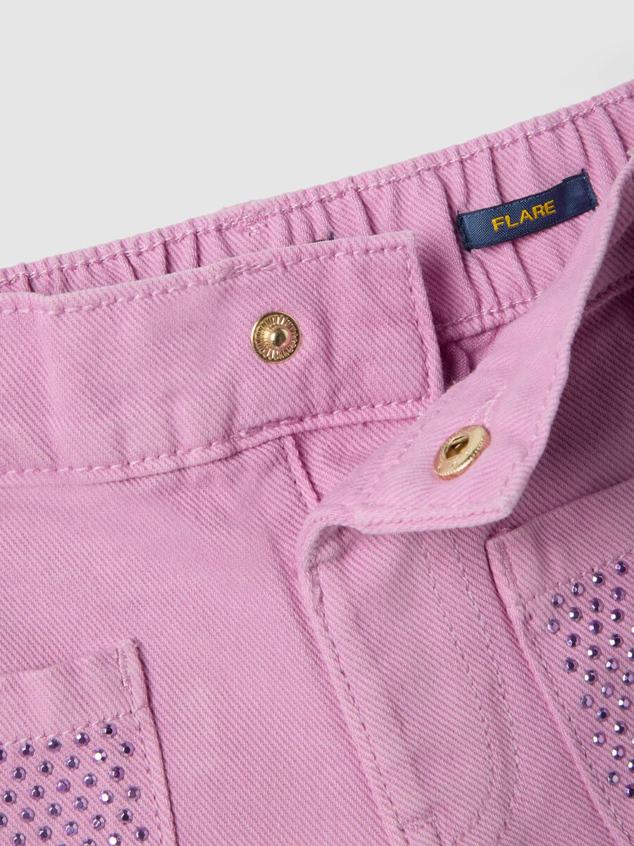 Girls' Pink Regular Fit Cotton Flare Trousers_3