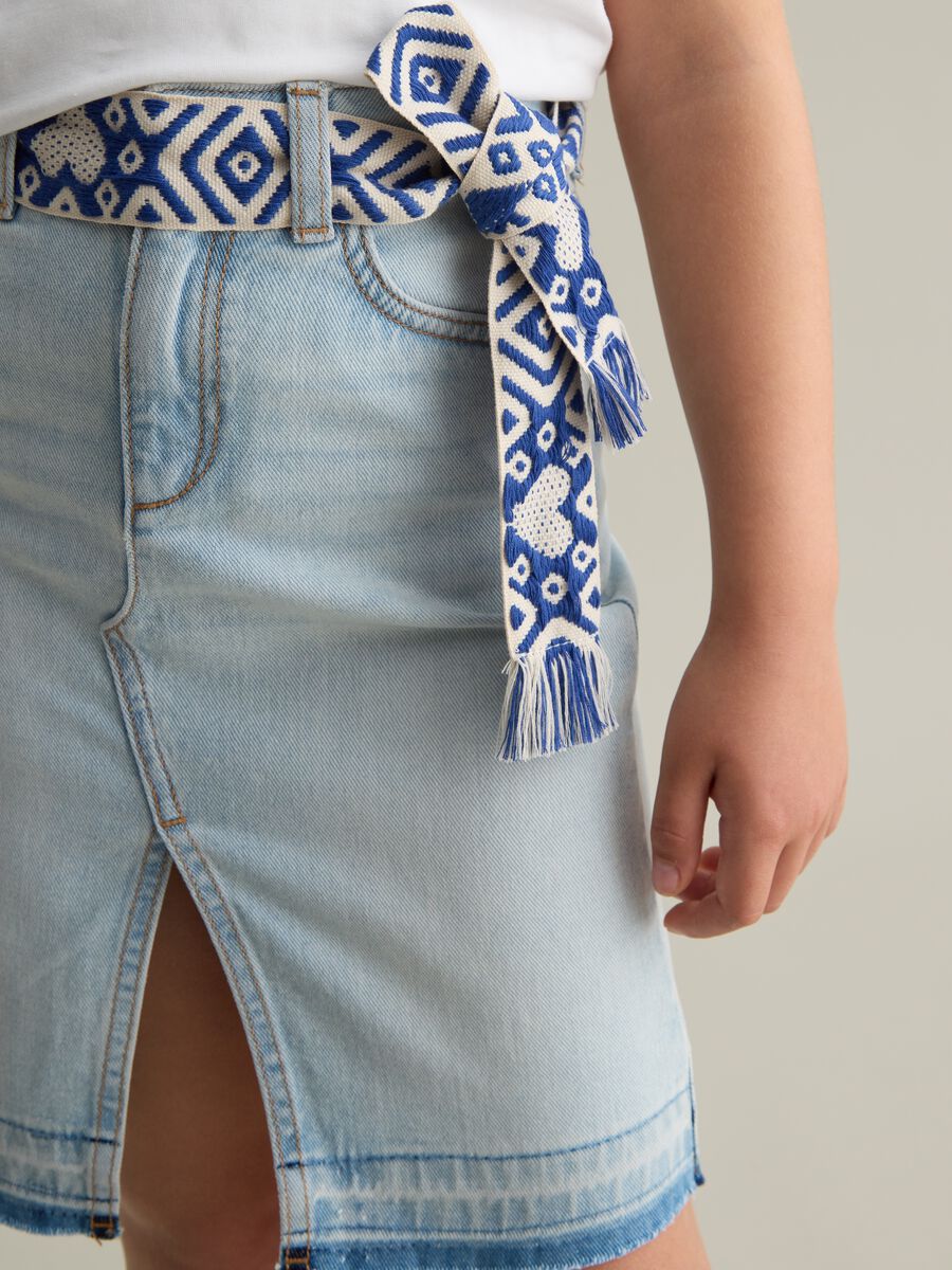 Denim skirt with ethnic belt in cord_3